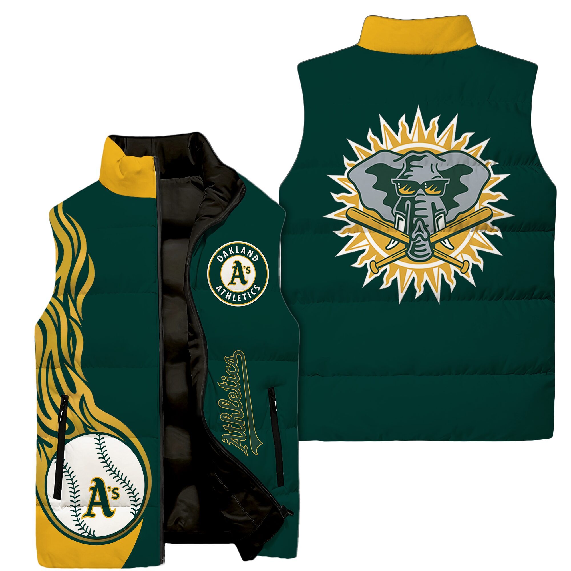 Oakland Athletics MLB Style Sleeveless Puffer Jacket For Fans