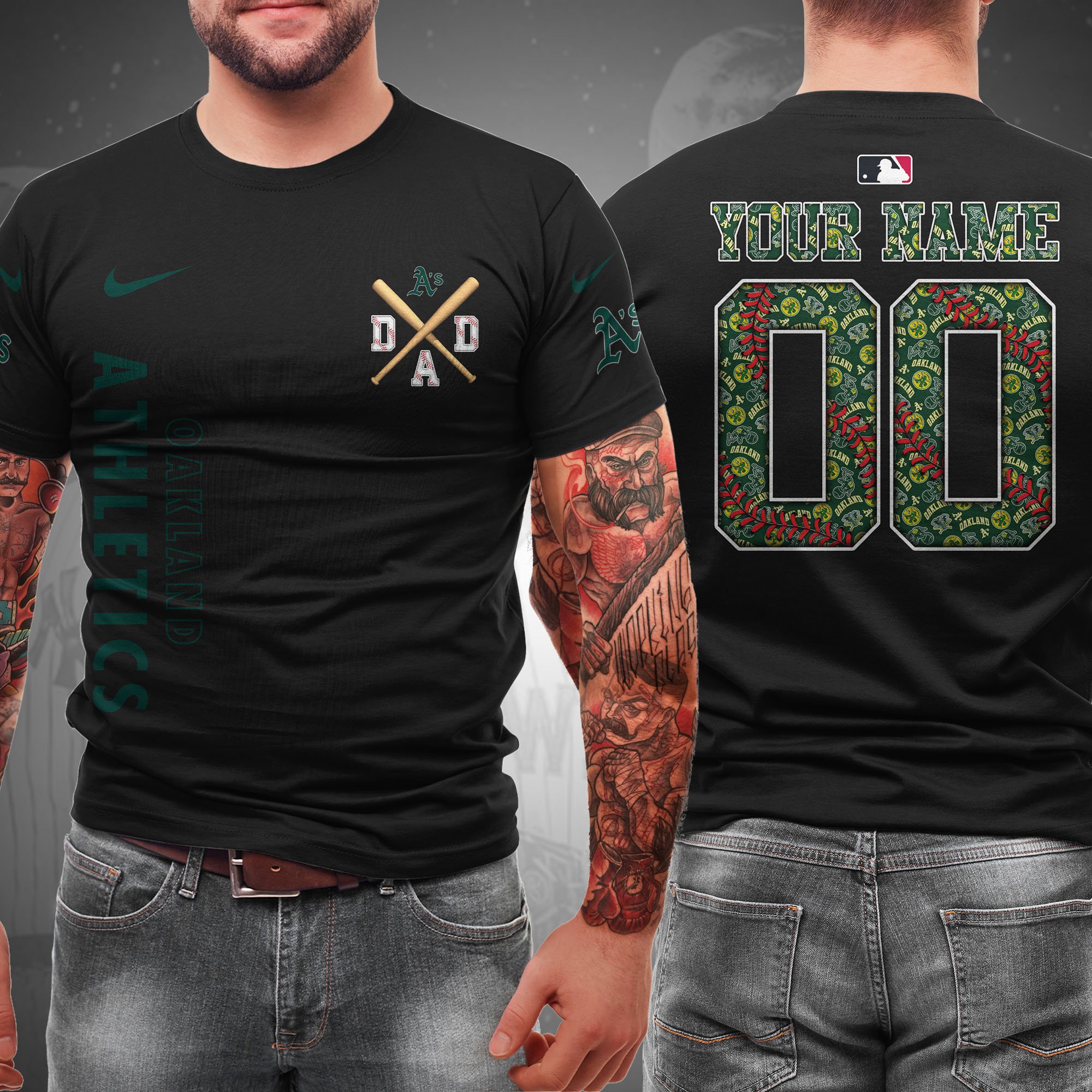 Oakland Athletics T-Shirt Custom Name And Number, Sport Team Shirt, Gifts For Dad 