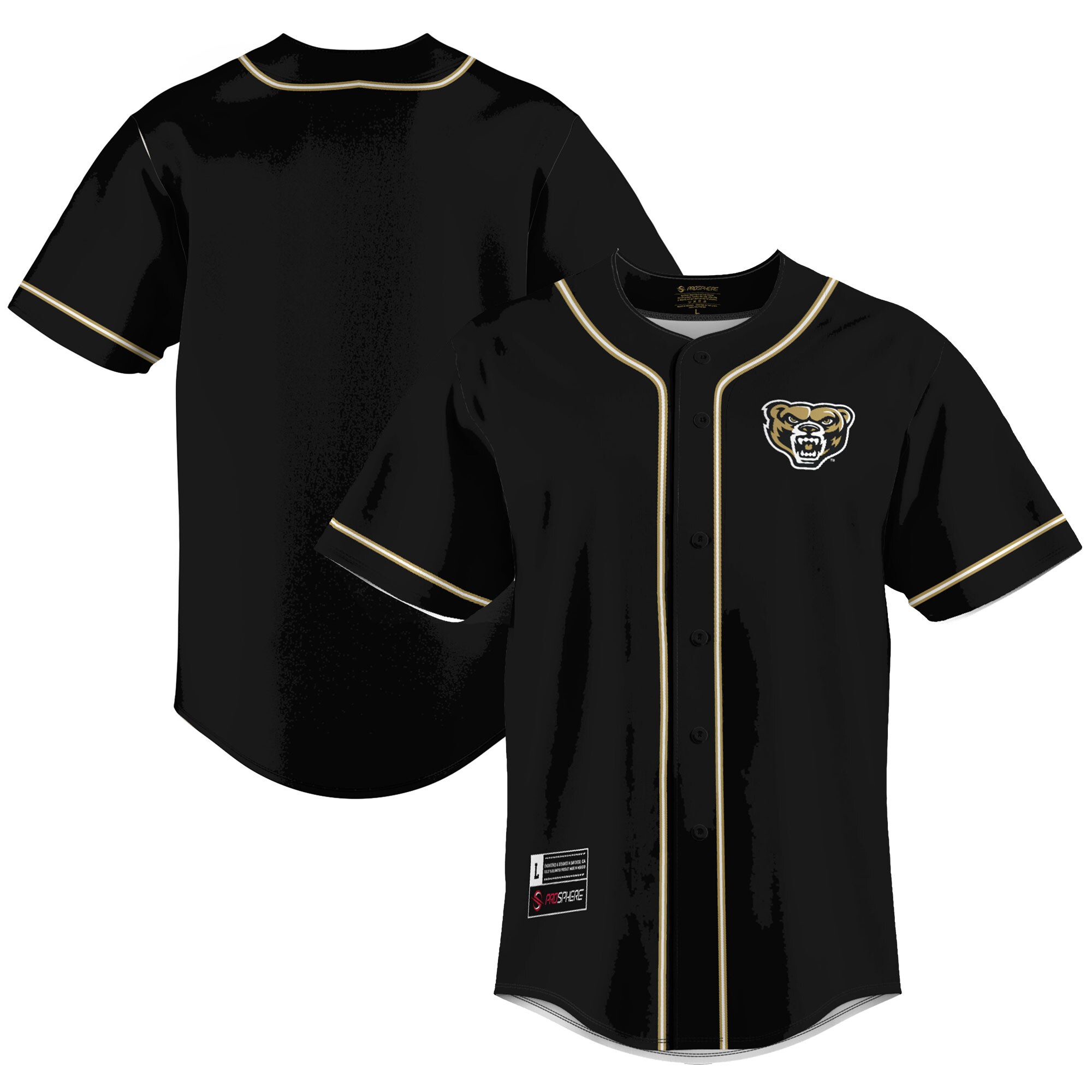 Oakland Golden Grizzlies Gameday Greats Lightweight Baseball Jersey - Black