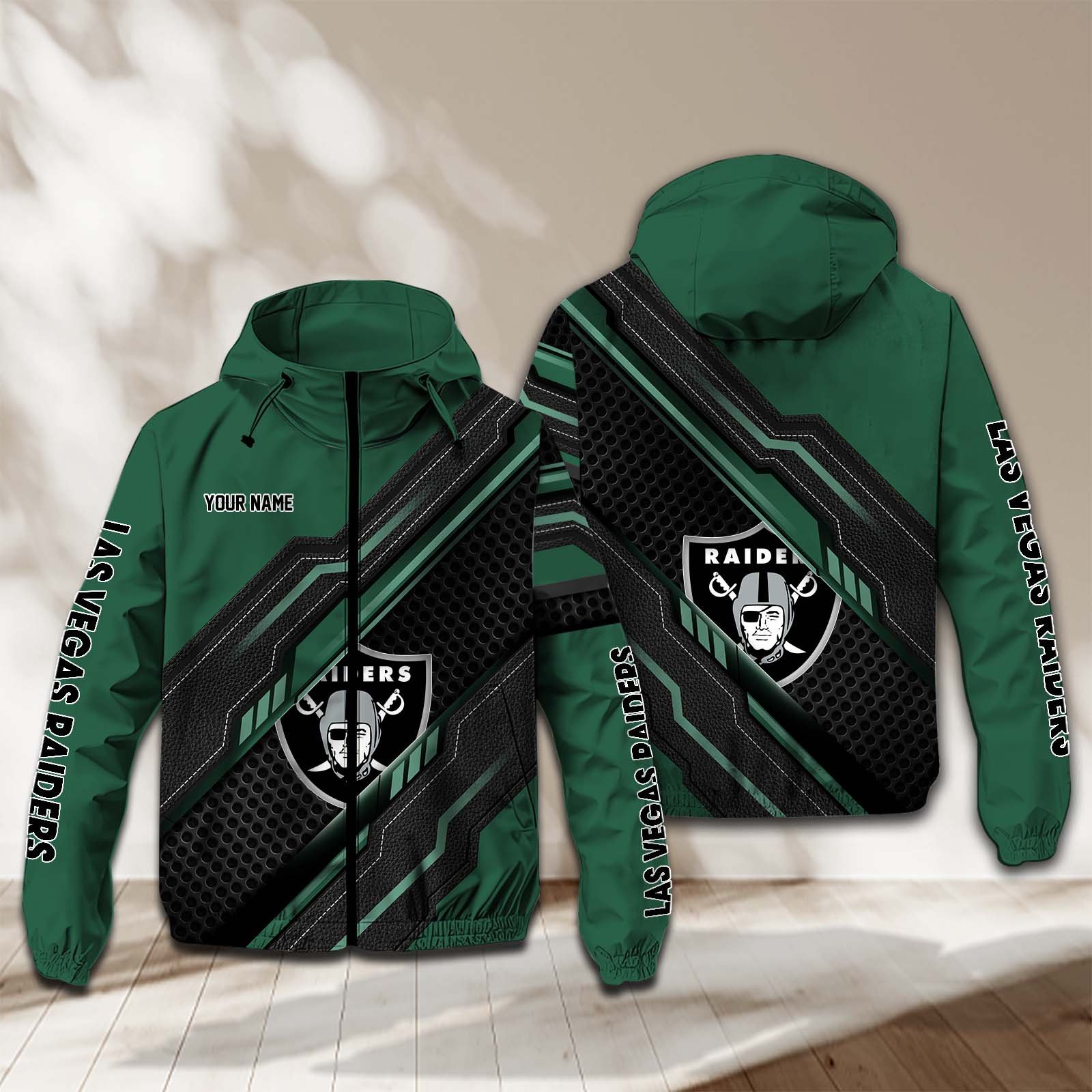 Oakland Raiders NFL Personalized Windbreaker Jacket For Fan