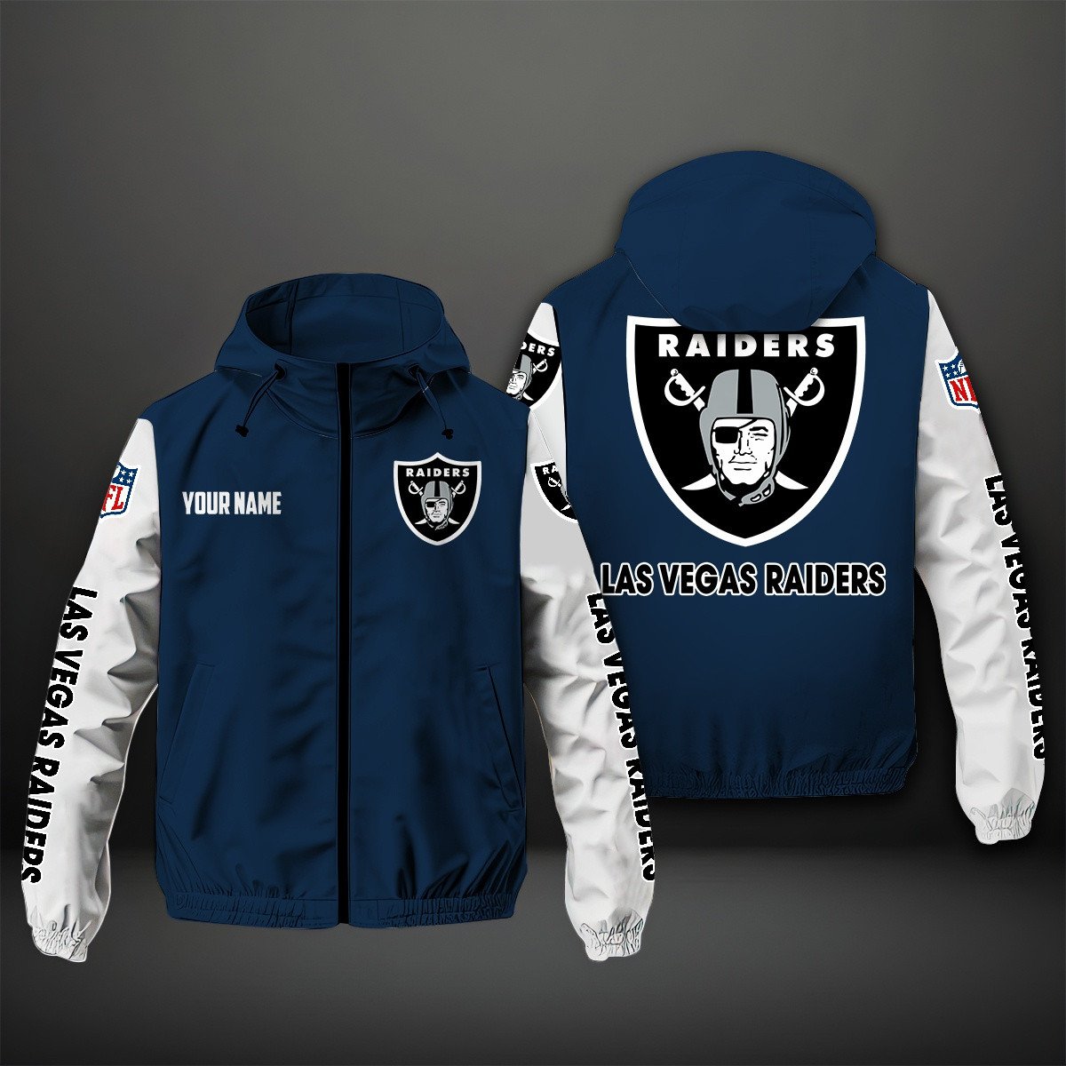Oakland Raiders NFL Personalized Windbreaker Jacket For Fan