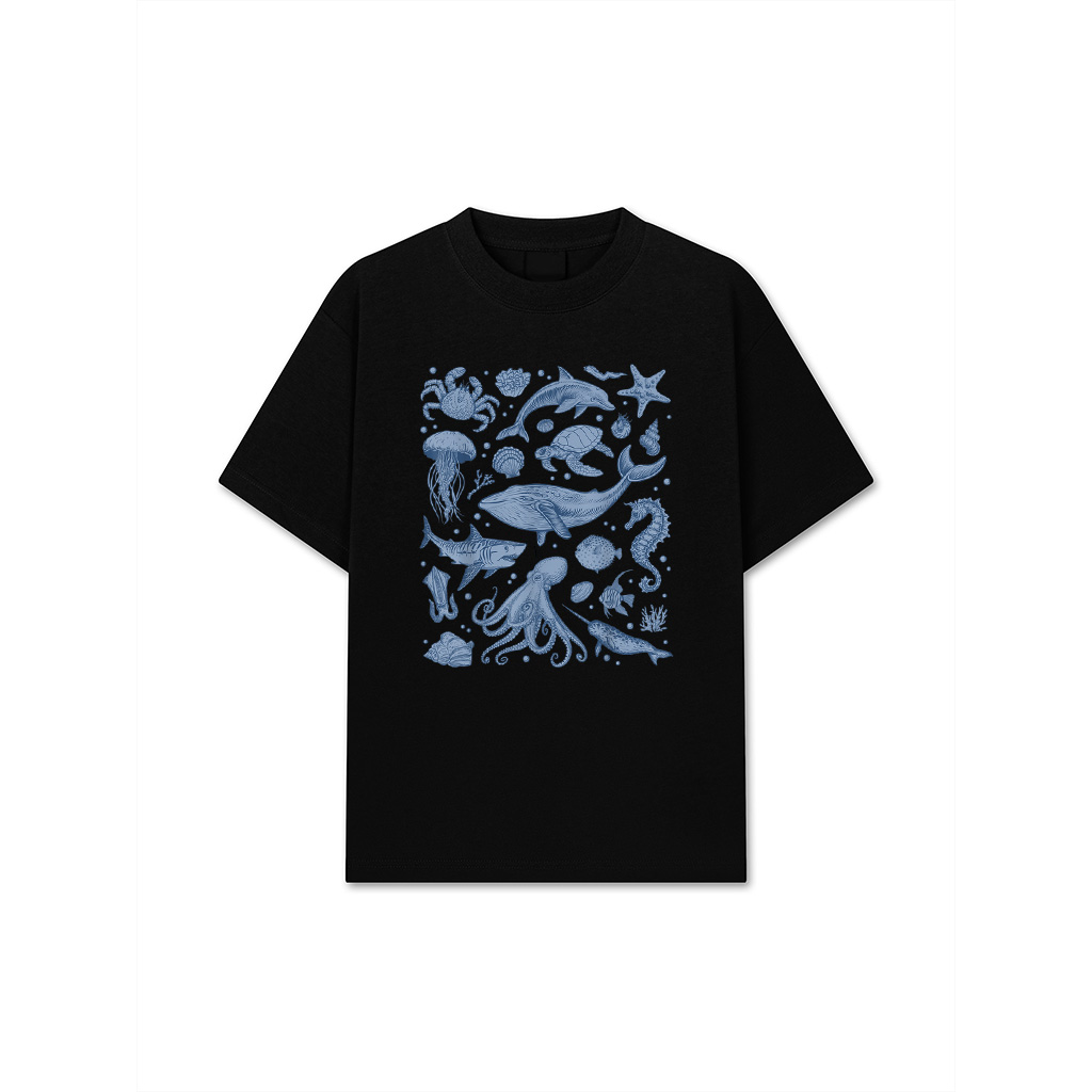 Ocean Life Sea Whale Dolphin Beach 90S Vintage Graphic T-Shirt