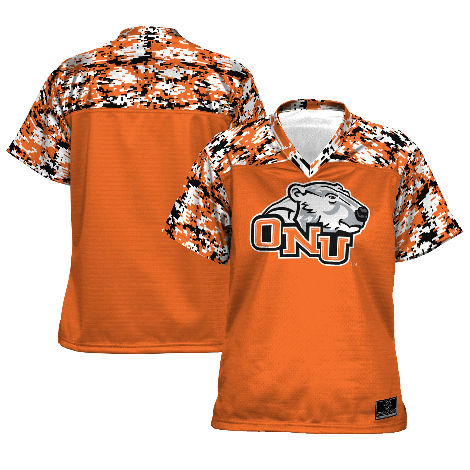 Ohio Northern Polar Bears Prosphere Womens Camo Football Jersey - Orange