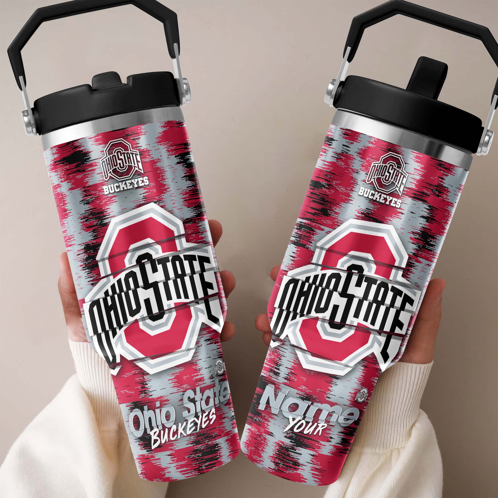 Ohio State Buckeyes Flip Straw 30Oz Tumbler Custom Your Name, Sport Flip Straw 30Oz Tumbler, Fan Gifts