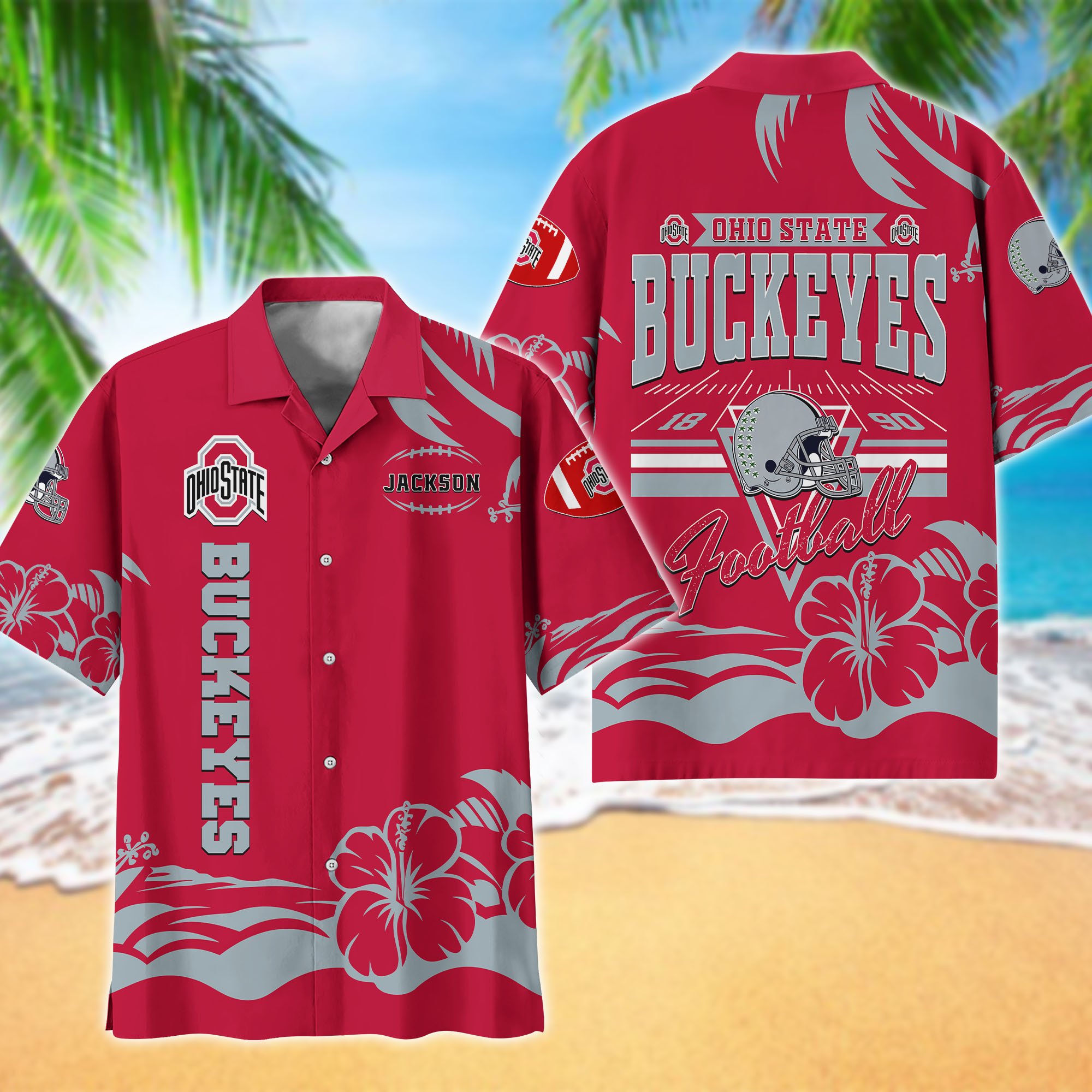 Ohio State Buckeyes Hawaiian Shirt Personalized Your Name, Sports Gifts For Fans, Sport Team Hawaii Shirt, Sports Lover Gifts