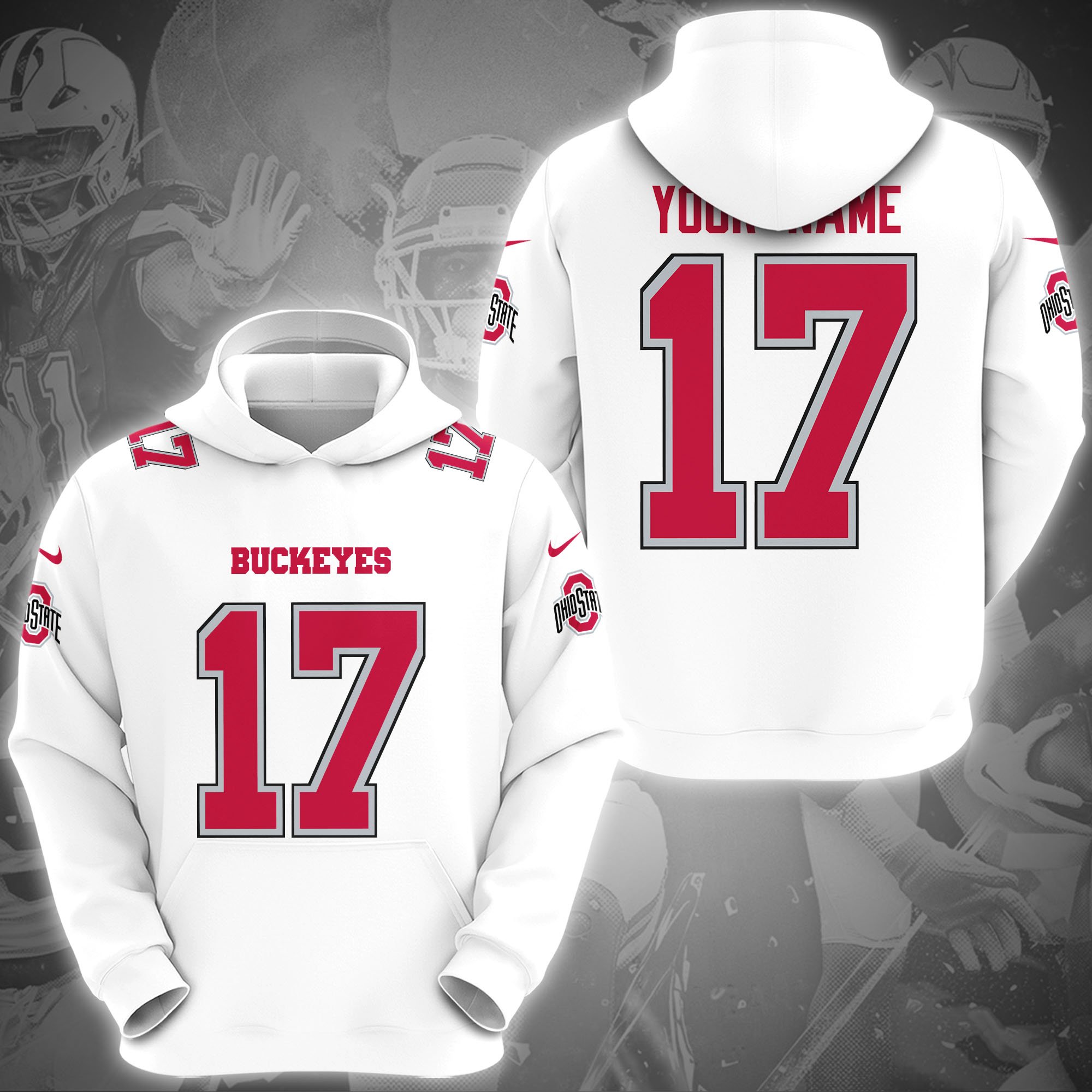 Ohio State Buckeyes Hoodie Custom Name And Number, Sport Gifts, Fan Gifts