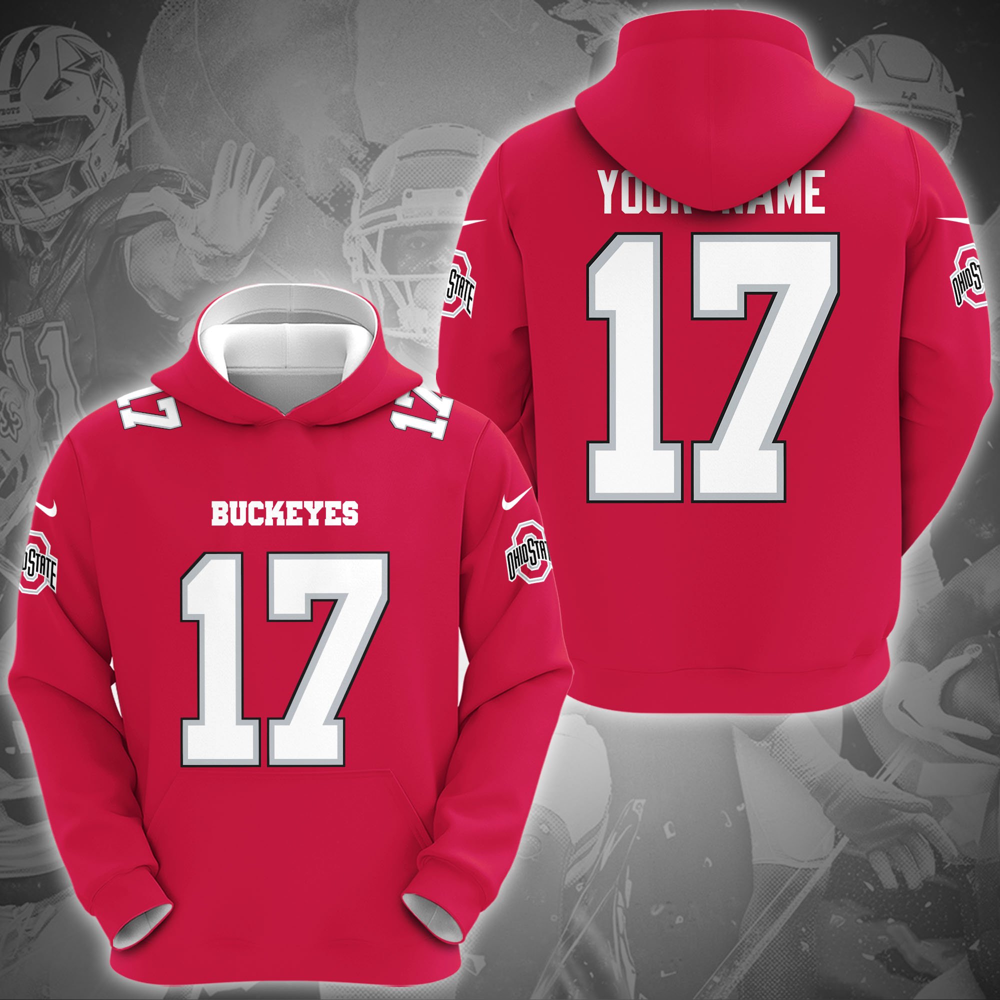 Ohio State Buckeyes Hoodie Custom Name And Number, Sport Gifts For Fan