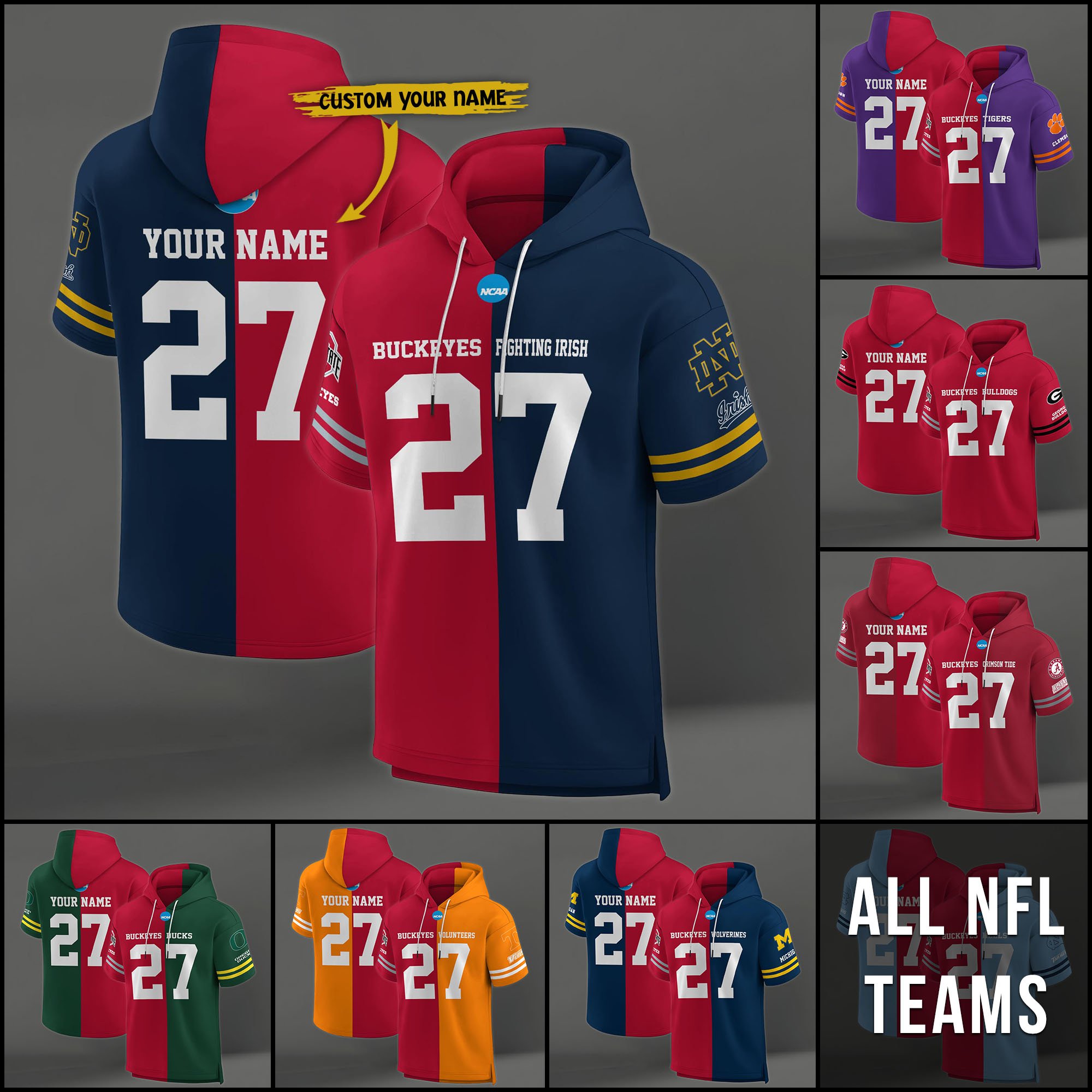 Ohio State Buckeyes House Divided Hoodie Custom Name, Number And Team, Hoodie For Football Fans