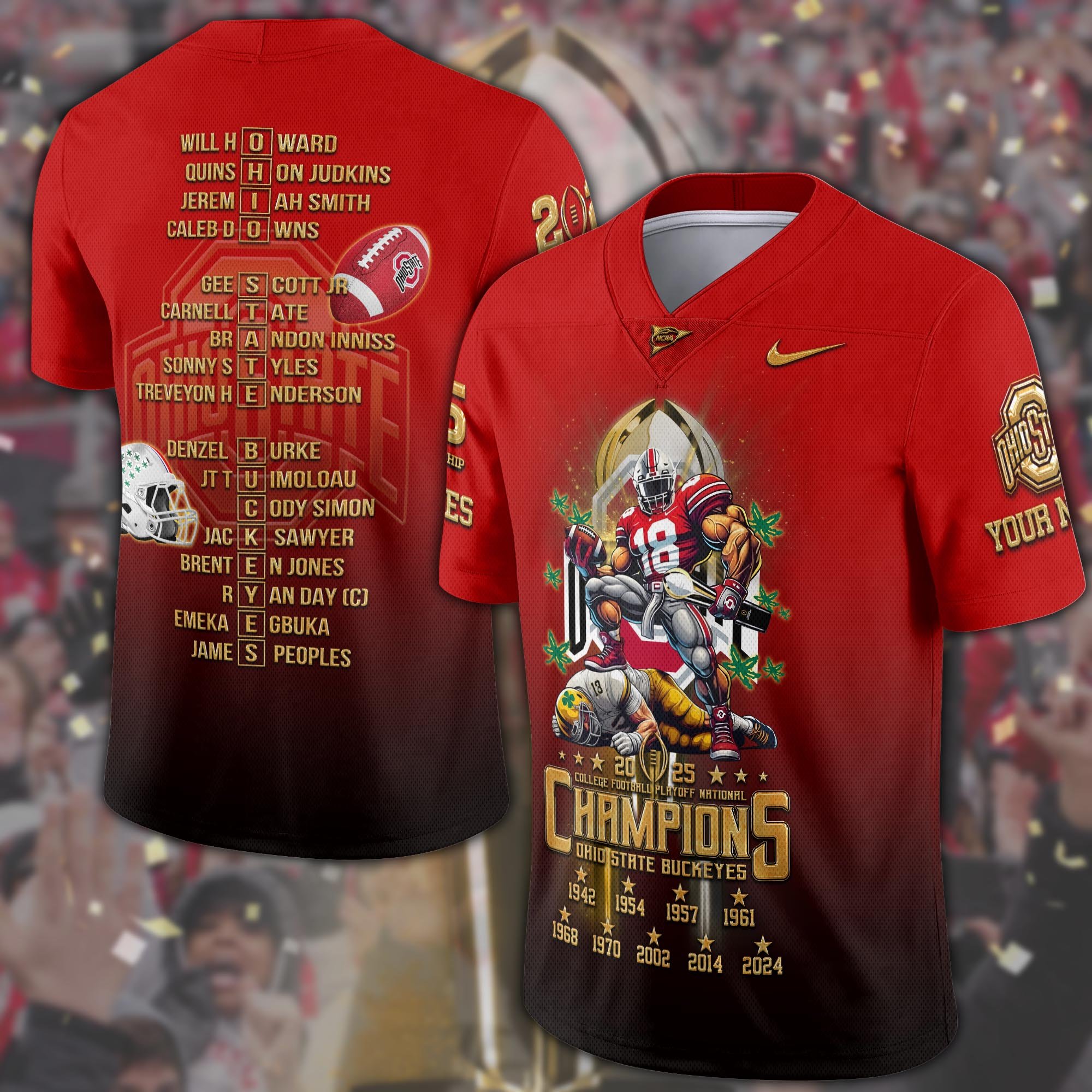 Ohio State Buckeyes Jersey College Football Playoff National Champions 2024   2025 Jersey Shirt, Personalized Gifts For Fans