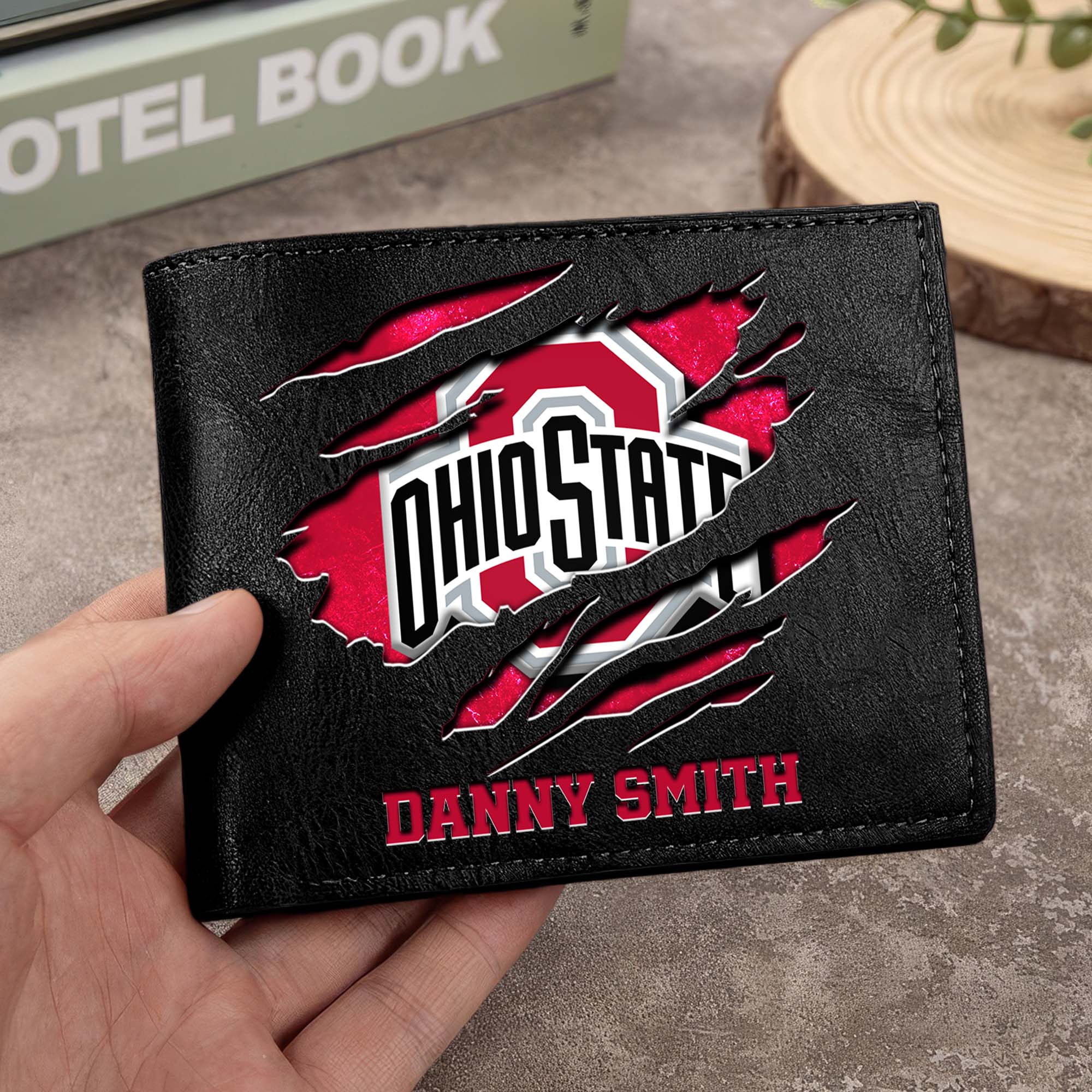 Ohio State Buckeyes Men Wallet Custom Your Name, Football Team Men Wallet For Fans, Gifts For Football Lovers