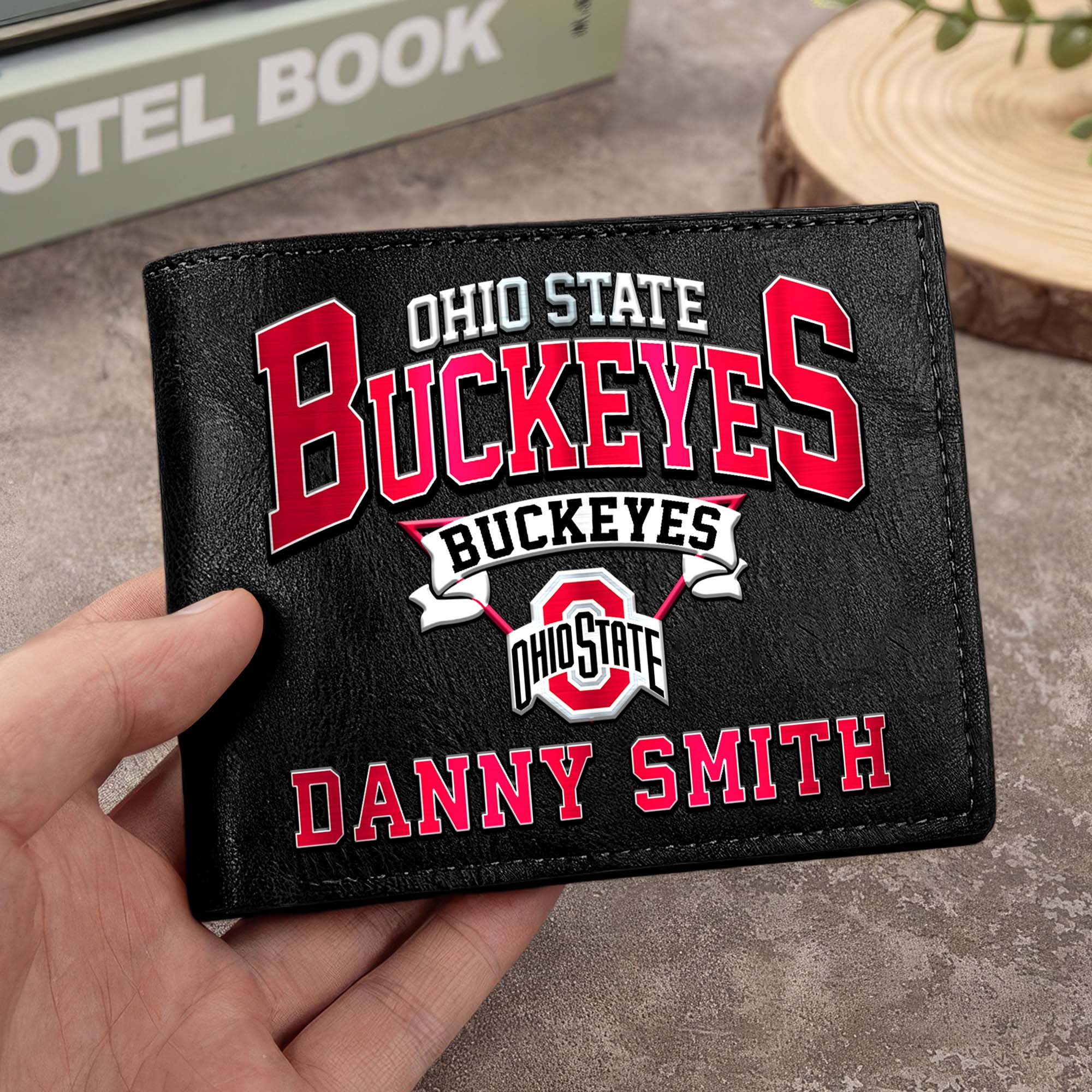 Ohio State Buckeyes Men Wallet Custom Your Name, Football Team Men Wallet For Fans, Gifts For Football Lovers