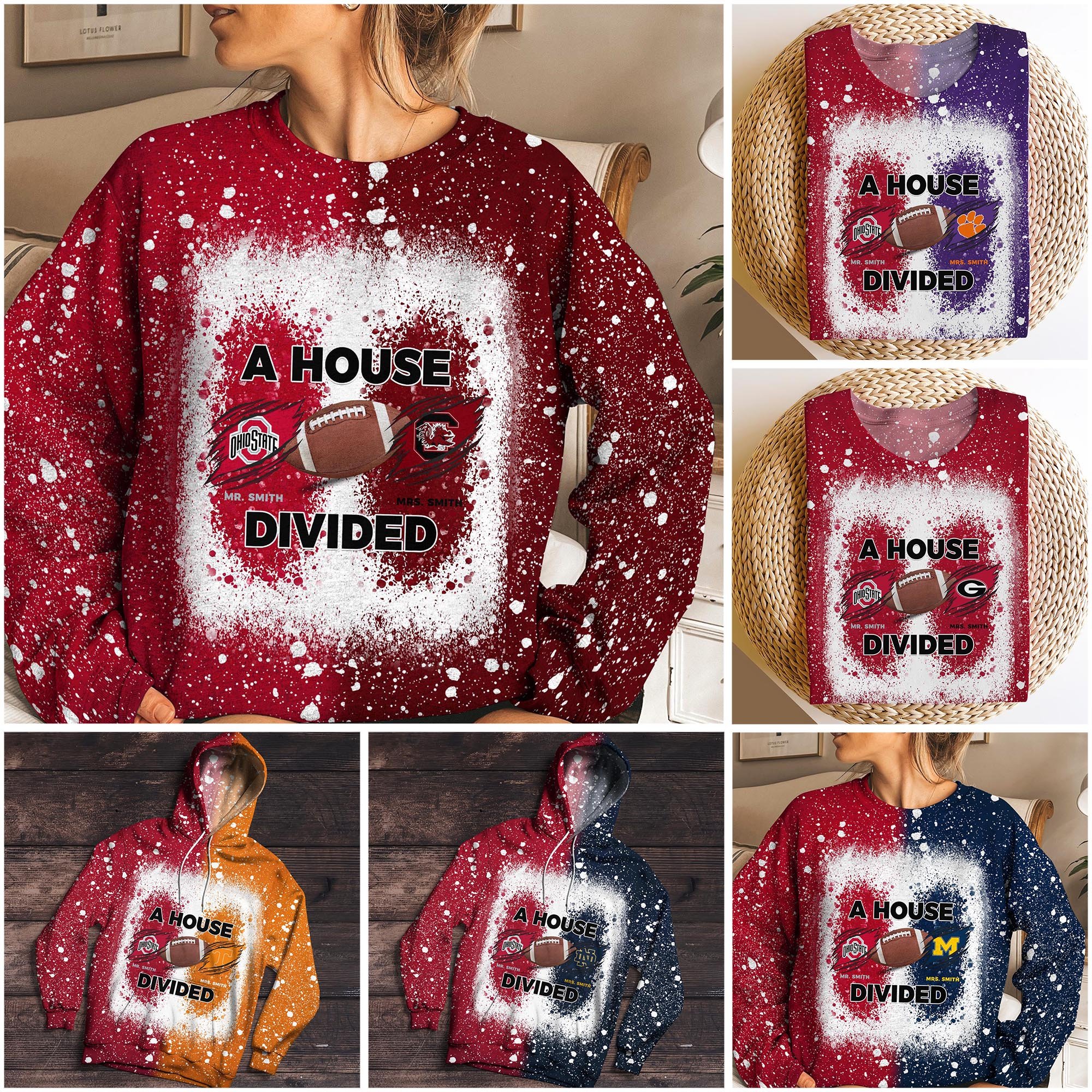Ohio State Buckeyes NCAA House Divided Sweatshirt Custom Name 2025 Version, Sport Hoodie, Gifts For Sport Fans 