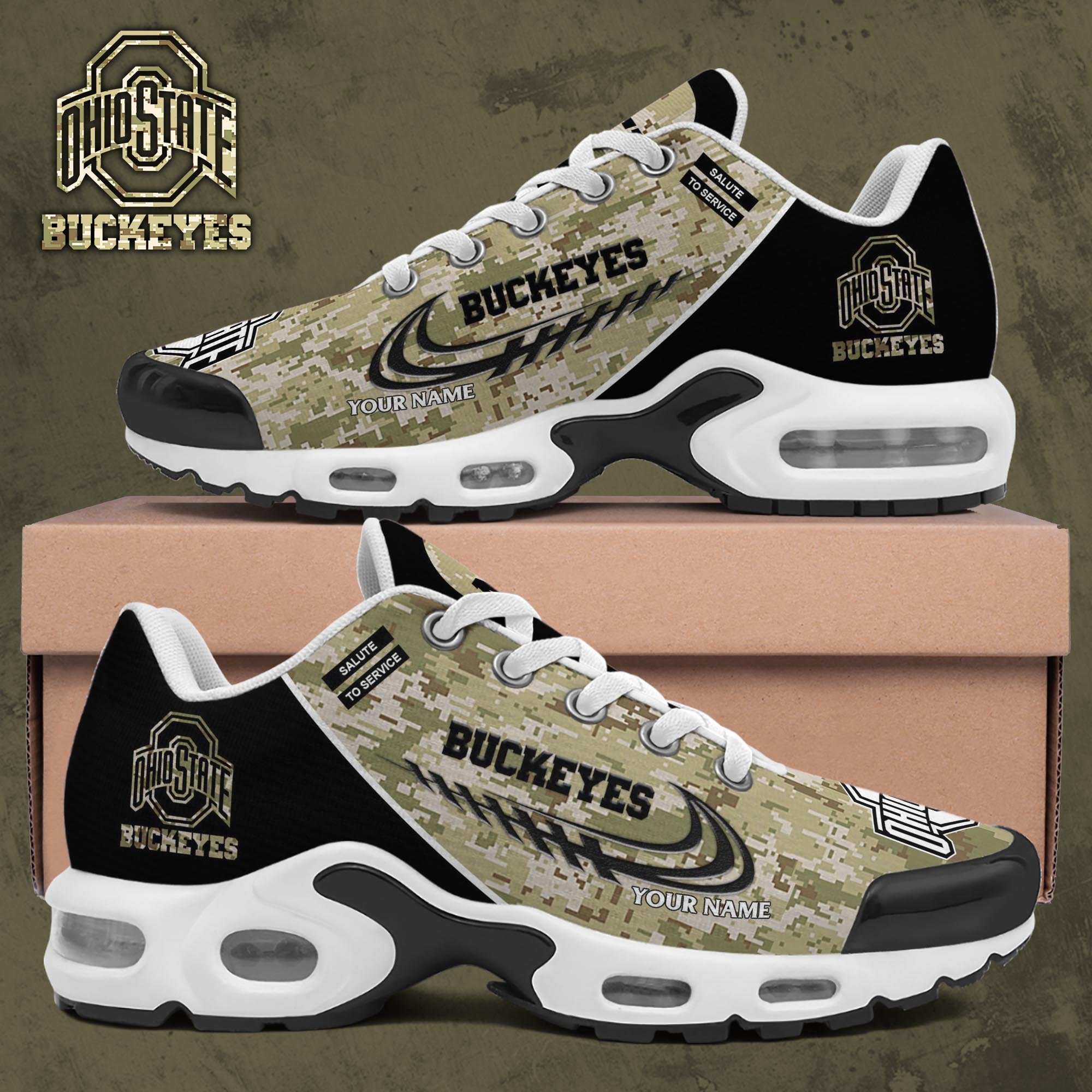 Ohio State Buckeyes TN Shoes 2025 Version Custom Name, Camouflage Shoes, Gifts For Football Lovers