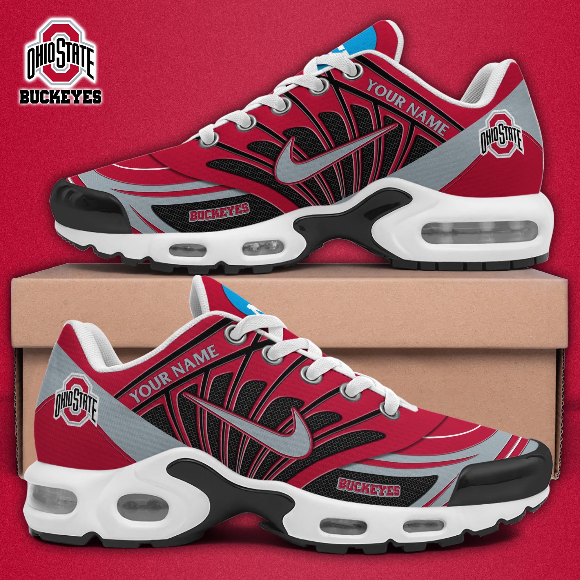 Ohio State Buckeyes TN Shoes 2025 Version Custom Name, Sport Shoes For Fan, Fan Gifts