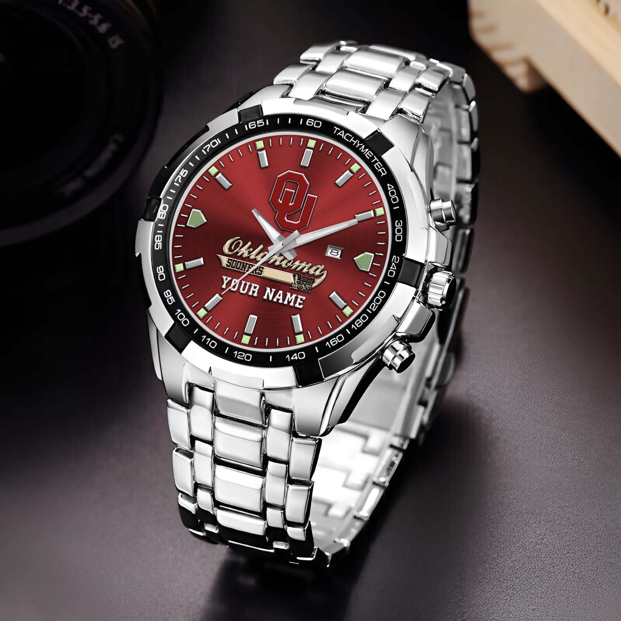 Oklahoma Sooners Alloy Men Quartz Watch Custom Your Name, Sport Men Watch, Football Fan Gifts