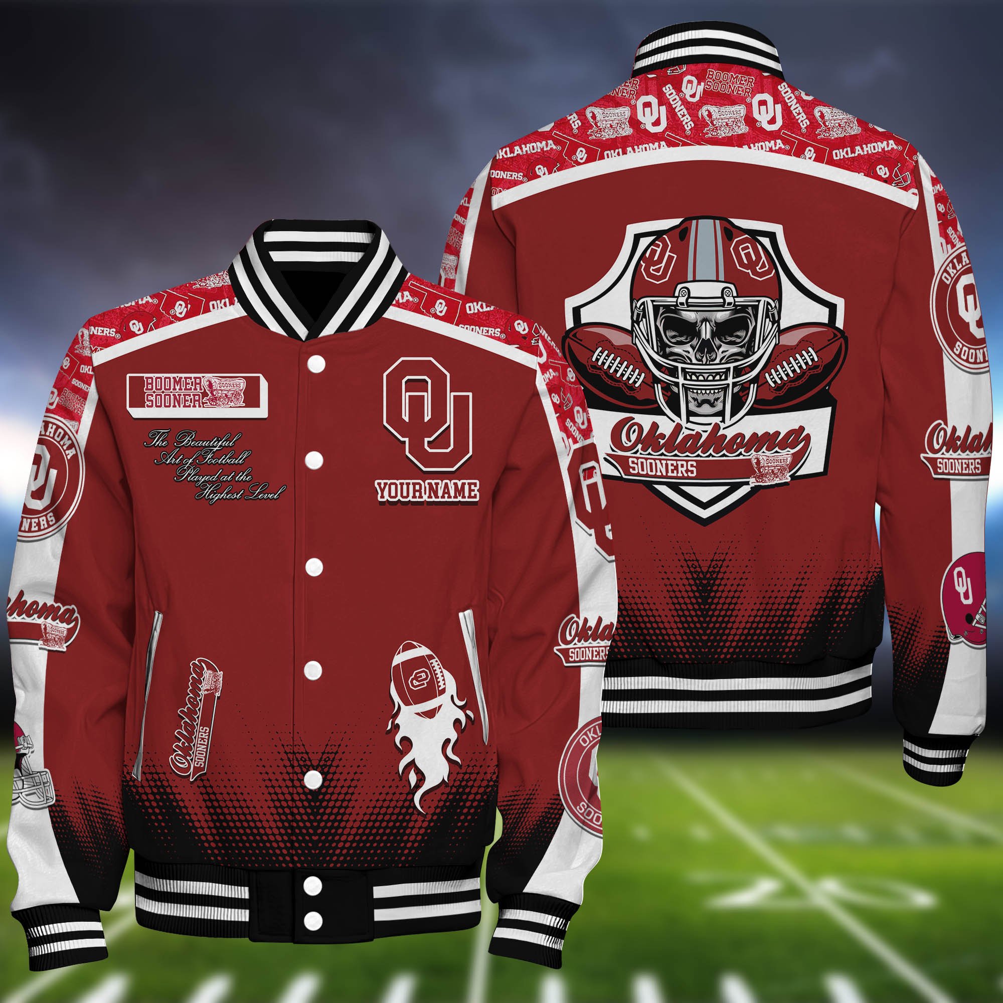 Oklahoma Sooners Baseball Jacket Personalized Your Name, Jackets For Sport Fans 