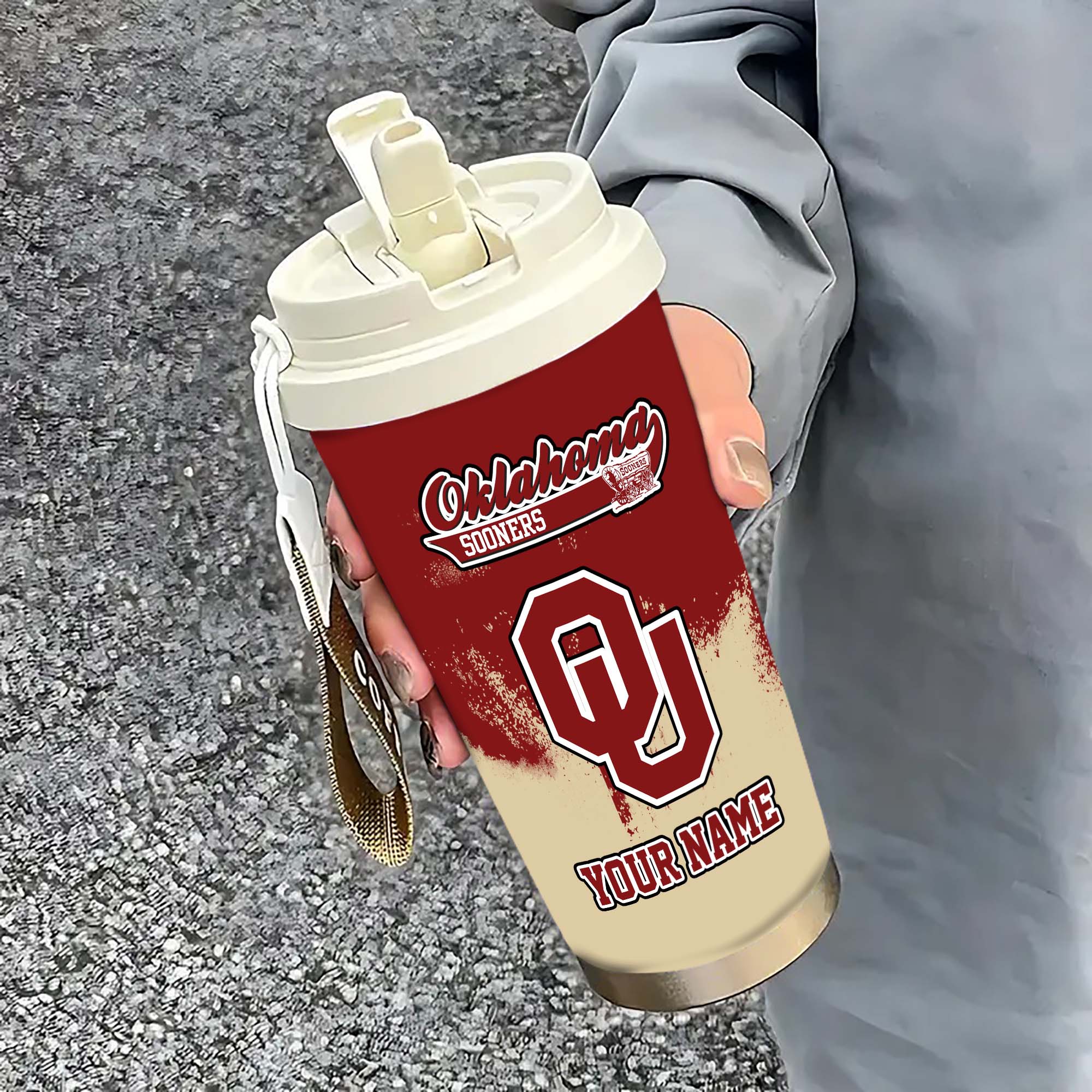 Oklahoma Sooners Insulated Coffee Mug With Straw And Lid, Portable Coffee Travel Mug For Car, Fan Gifts