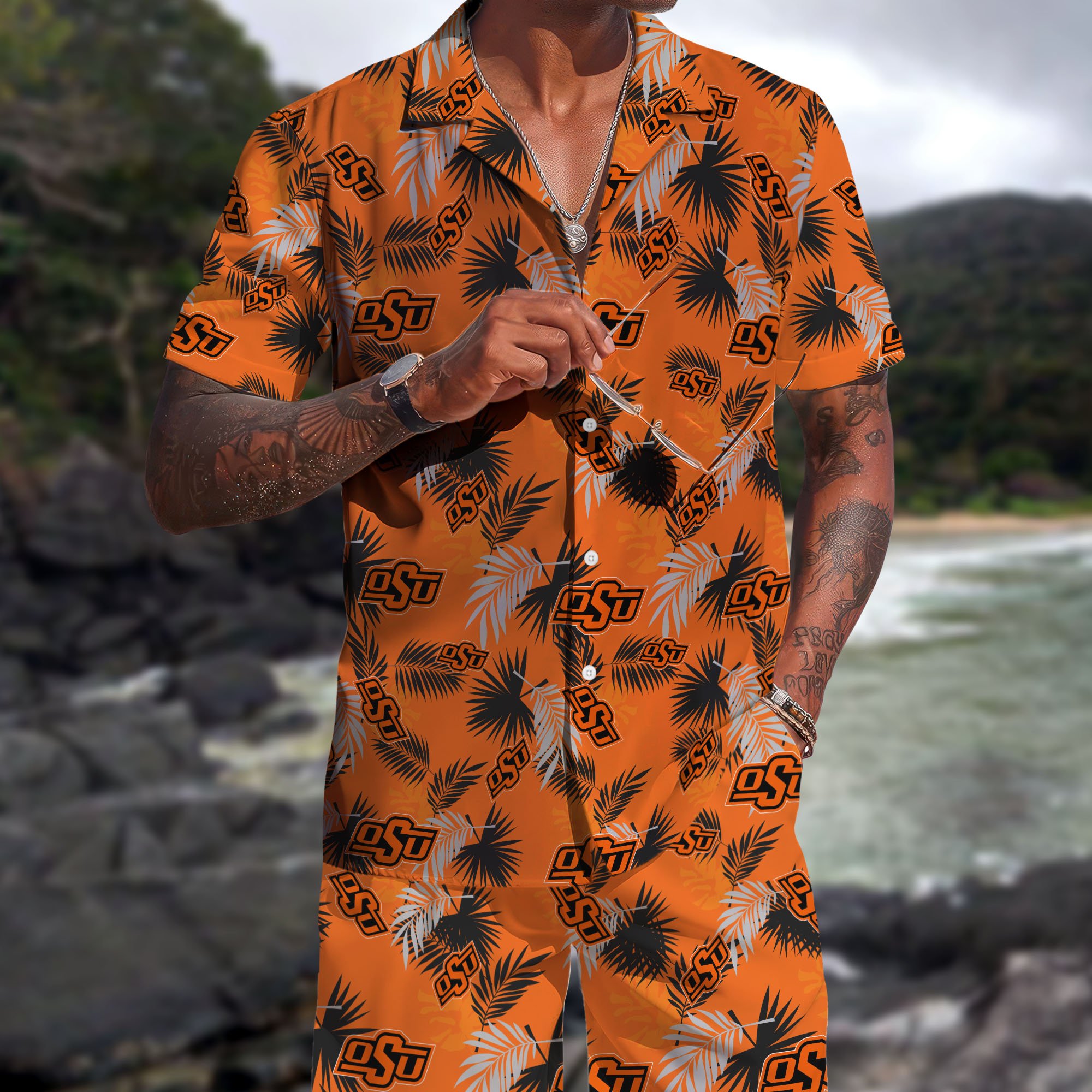 Oklahoma State Cowboys Hawaiian Shorts Set 2025 Version, Hawaiian Shirts, Sports Shorts, Gifts For Fan
