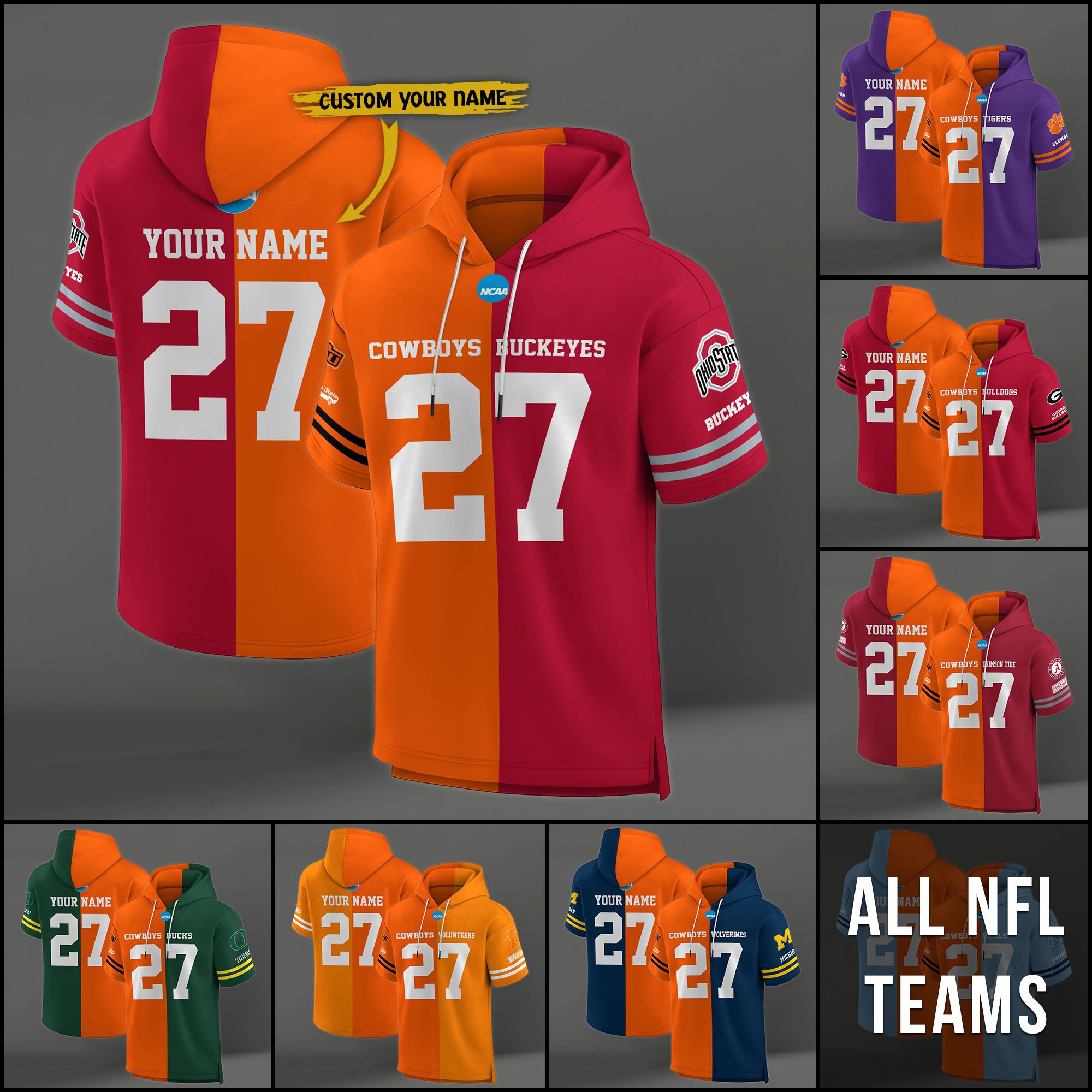 Oklahoma State Cowboys House Divided Hoodie Custom Name, Number And Team, Hoodie For Football Fans