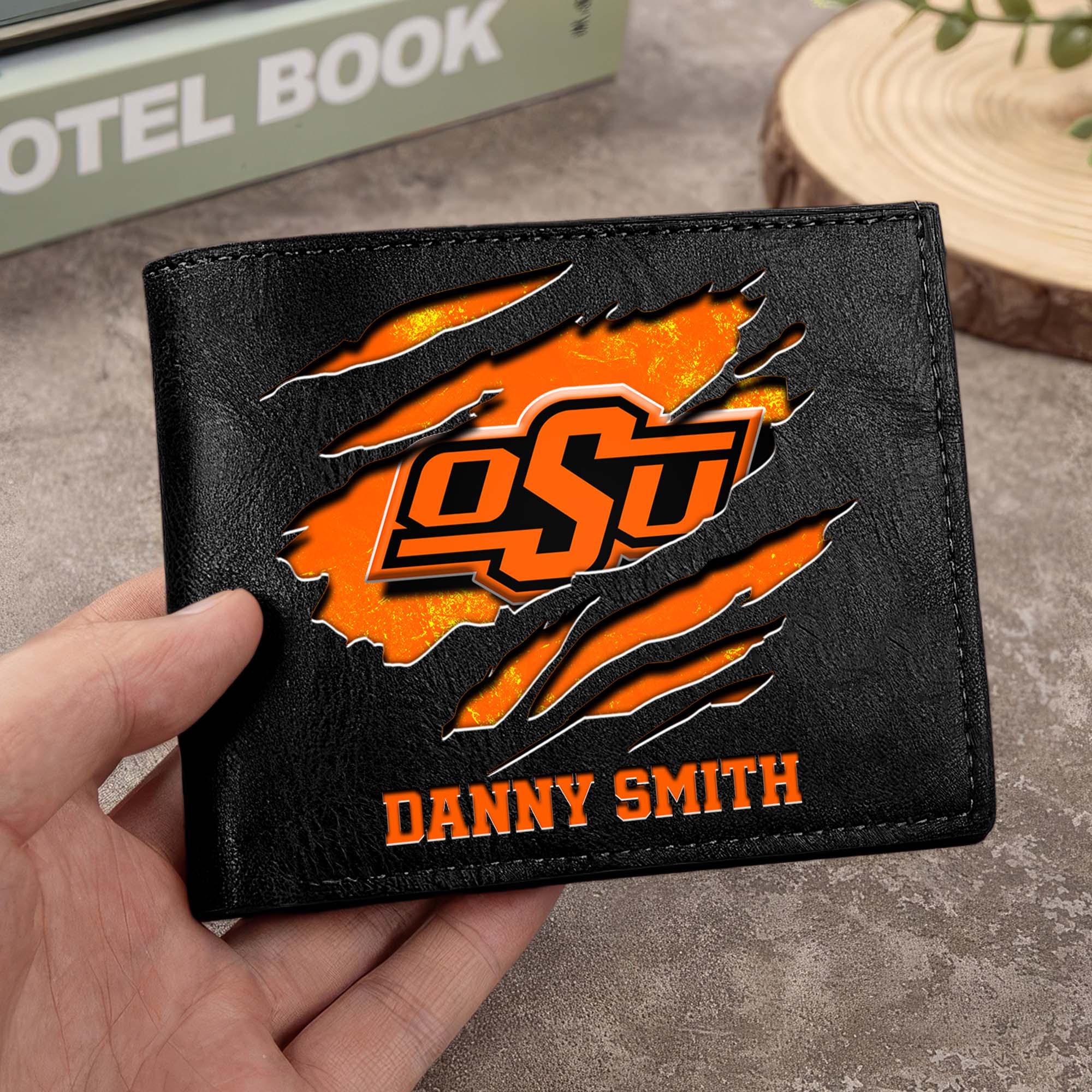 Oklahoma State Cowboys Men Wallet Custom Your Name, Football Team Men Wallet For Fans, Gifts For Football Lovers