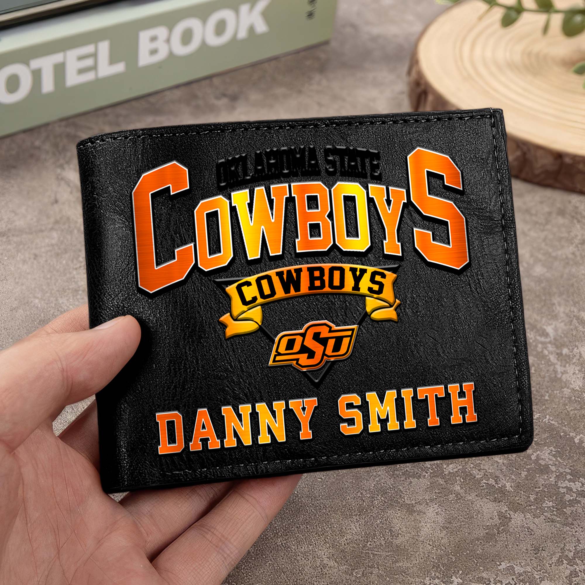 Oklahoma State Cowboys Men Wallet Custom Your Name, Football Team Men Wallet For Fans, Gifts For Football Lovers