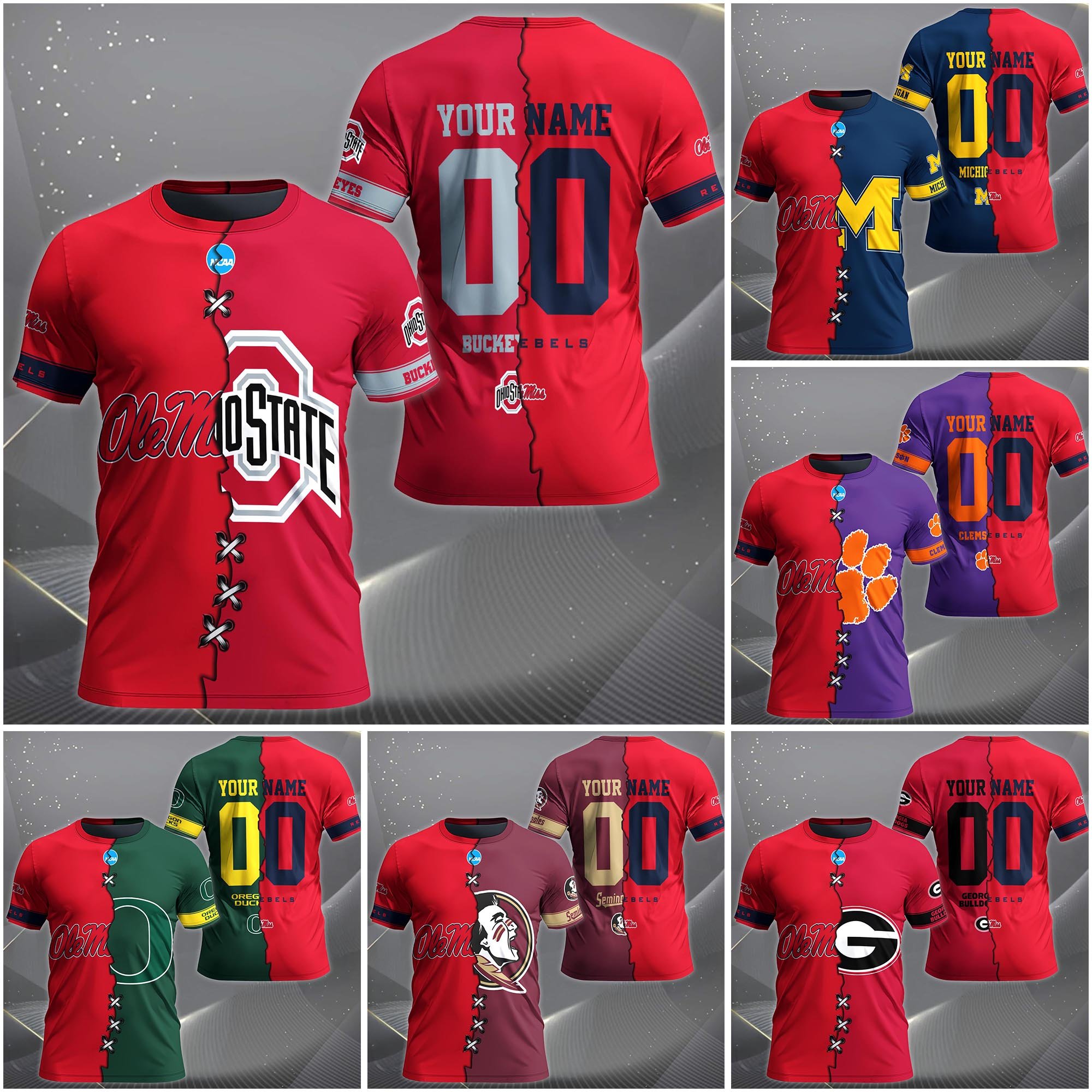 Ole Miss Rebels House Divided T-Shirt Custom Name 2025 Version, Year And Team, Sport Shirts For Fan