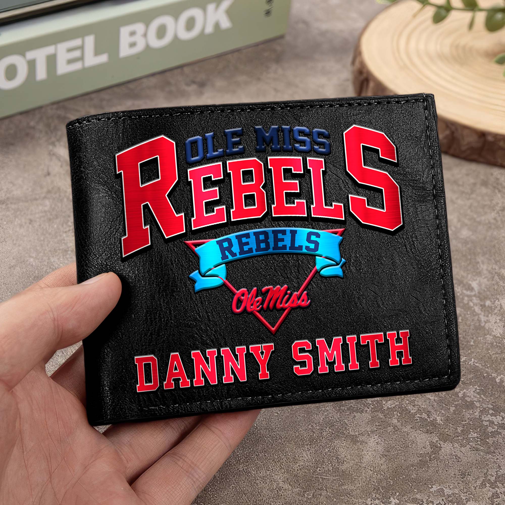 Ole Miss Rebels Men Wallet Custom Your Name, Football Team Men Wallet For Fans, Gifts For Football Lovers