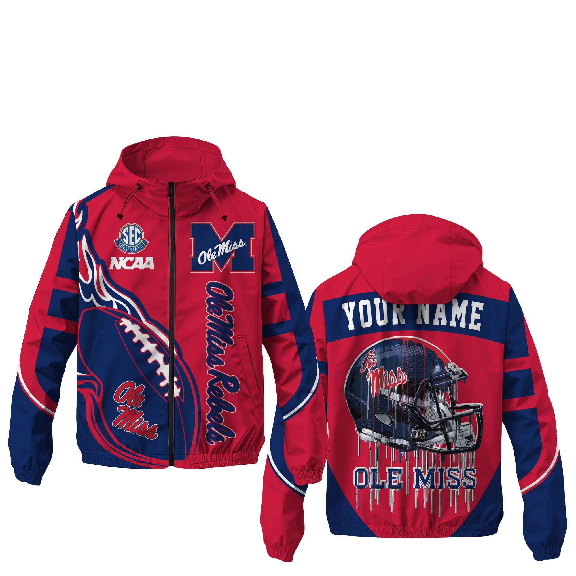 Ole Miss Rebels NCAA Windbreaker Outdoor Jacket