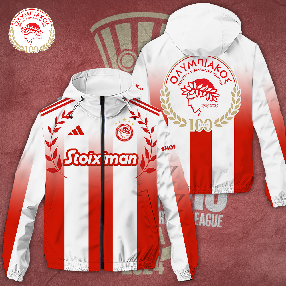 Olympiakos FC Style Windbreaker Jacket For Fans