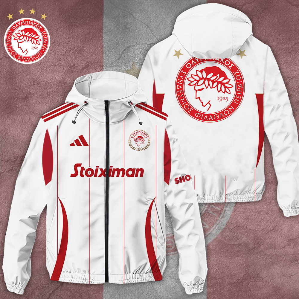 Olympiakos FC Style Windbreaker Jacket For Fans
