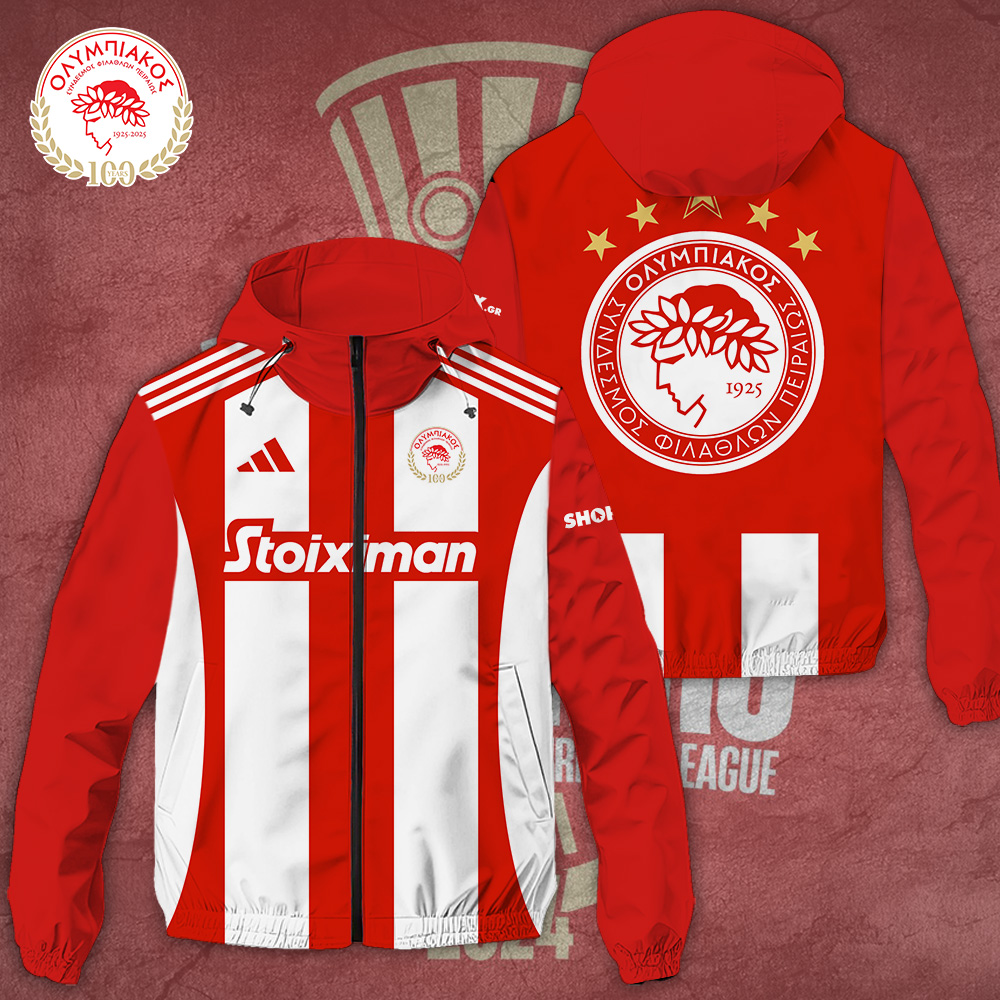 Olympiakos FC Style Windbreaker Jacket For Fans