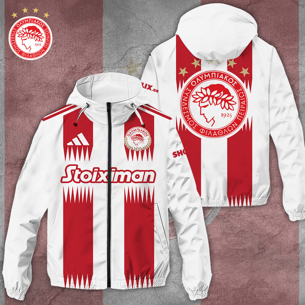 Olympiakos FC Style Windbreaker Jacket For Fans