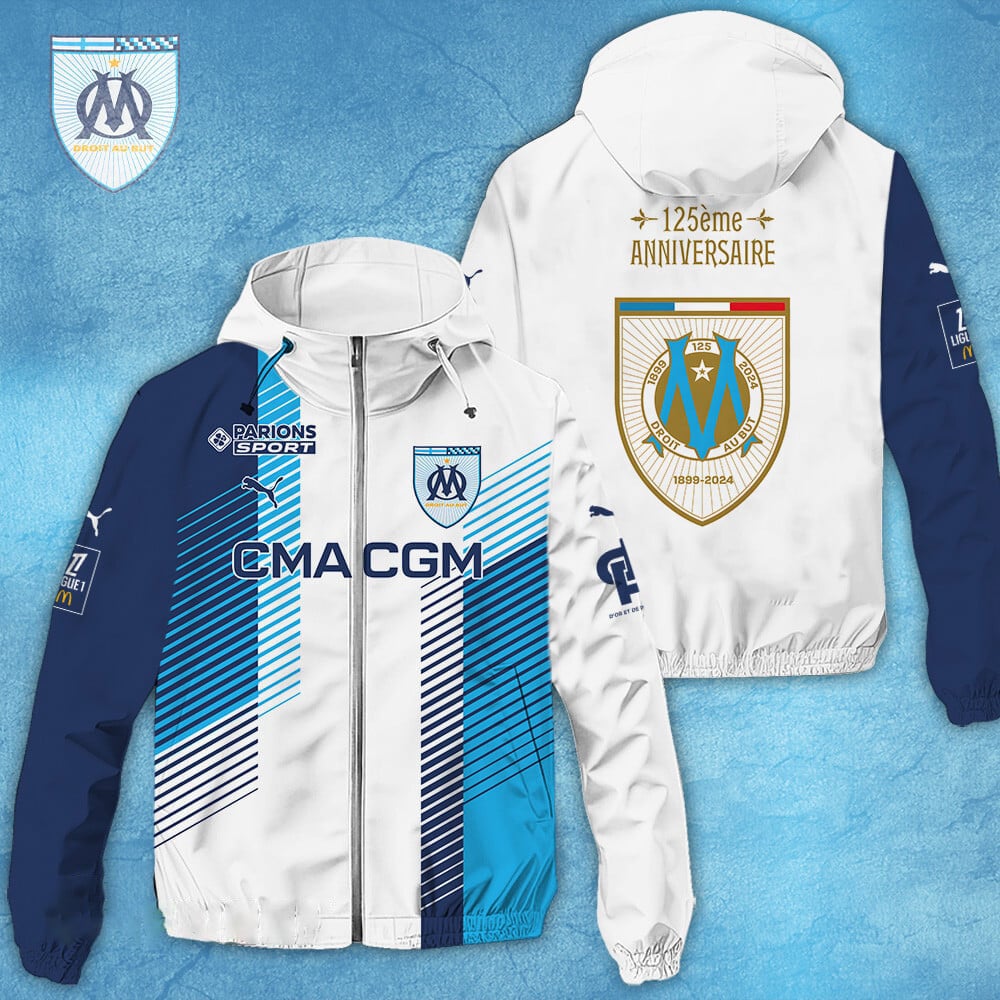 Olympique De Marseille Ligue 1 Style Windbreaker Jacket