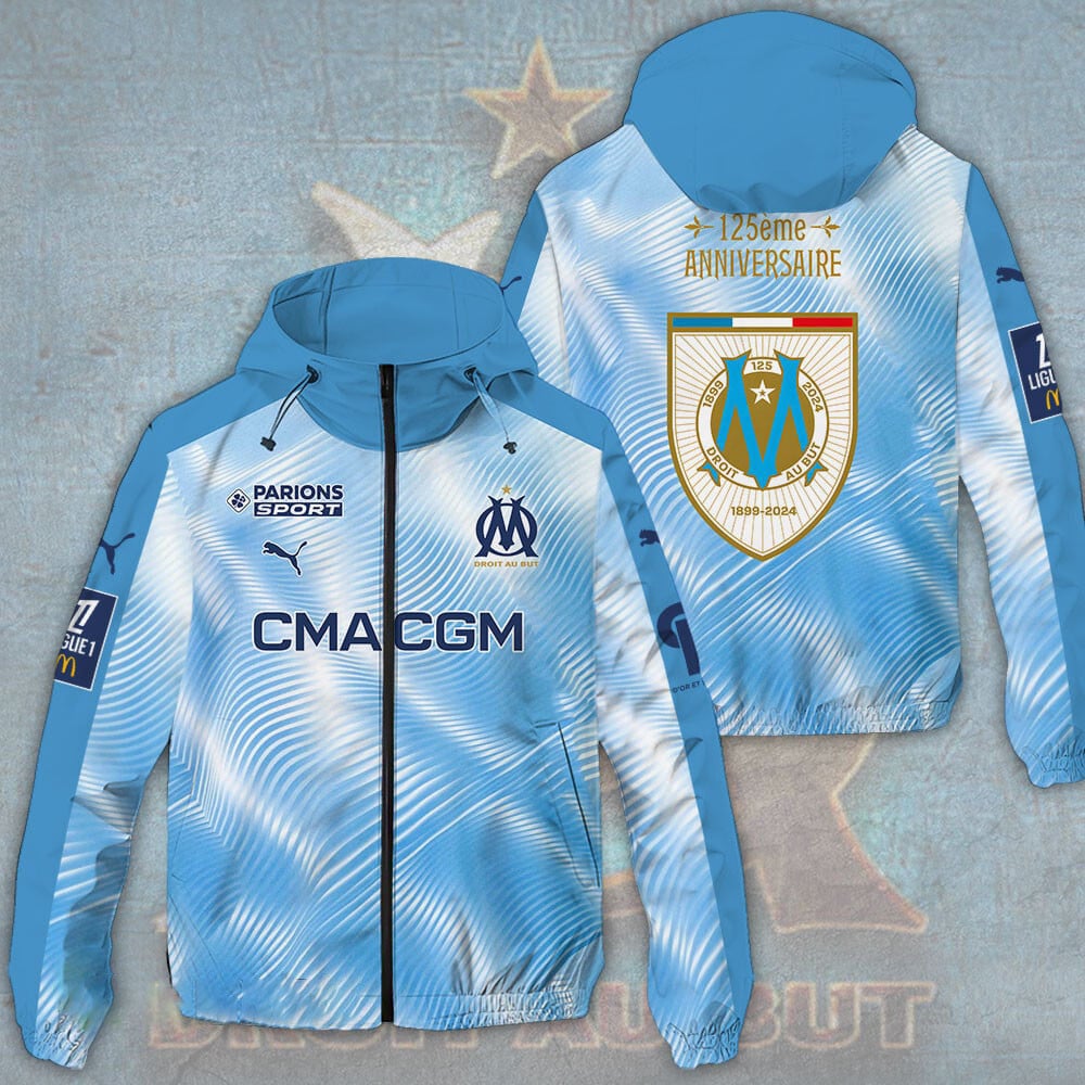 Olympique De Marseille Ligue 1 Style Windbreaker Jacket