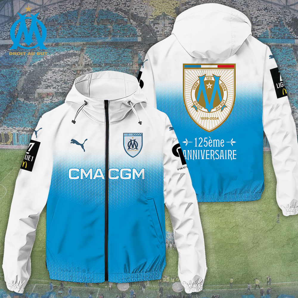 Olympique De Marseille Ligue 1 Style Windbreaker Jacket For Fans