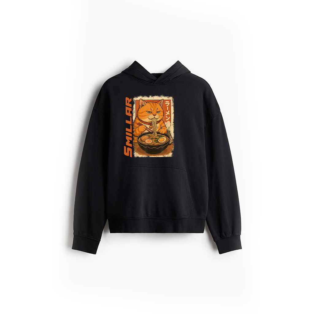 Orange Tabby Cat Eats Ramen Noodles Japanese Vintage Hoodie