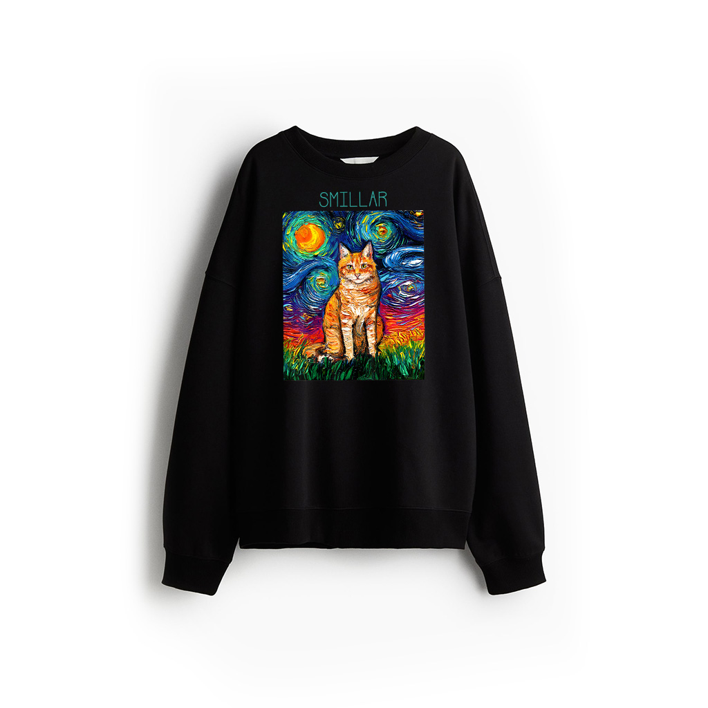 Orange Tabby Tiger Cat Starry Night Colorful Art By Aja Sweatshirt