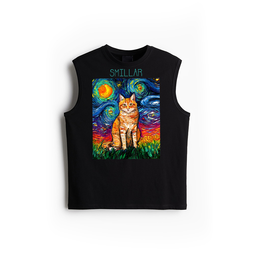 Orange Tabby Tiger Cat Starry Night Colorful Art By Aja Tank Top