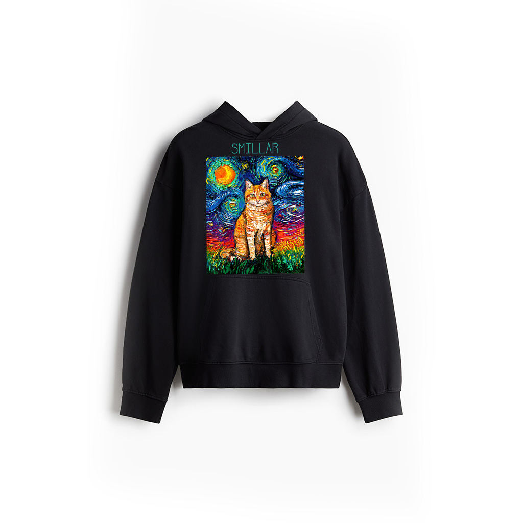 Orange Tabby Tiger Cat Starry Night Colorful Art By Aja Hoodie