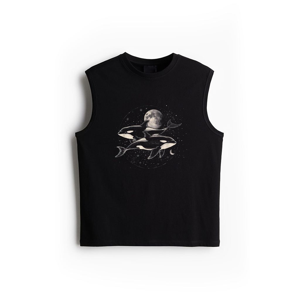 Orca In Space Planets Moon Whale Lover Tank Top