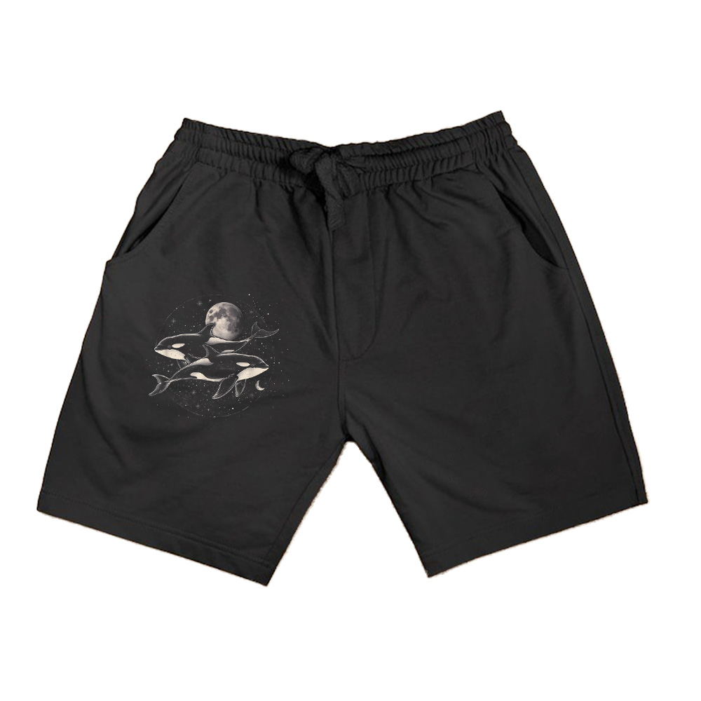Orca In Space Planets Moon Whale Lover Shorts