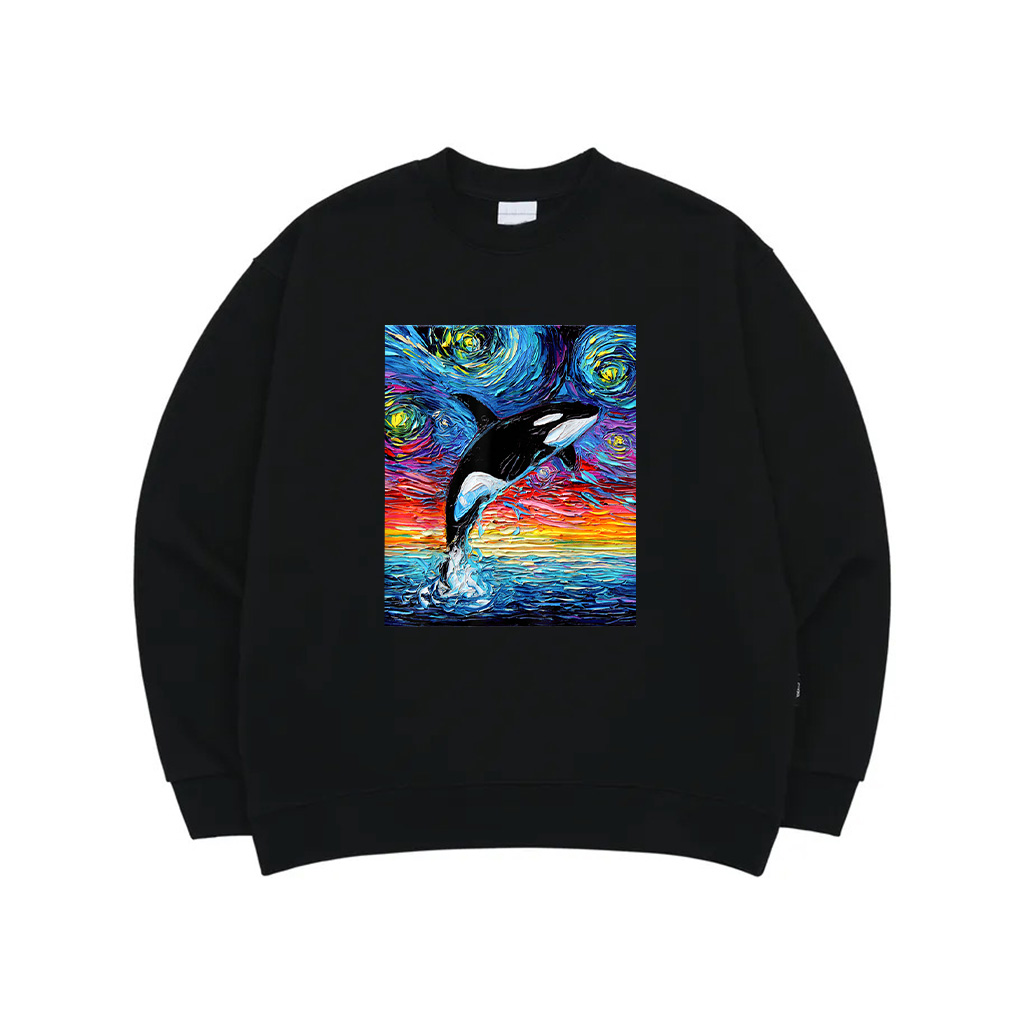Orca Killer Whale Starry Night Colorful Ocean Art By Aja Sweatshirt