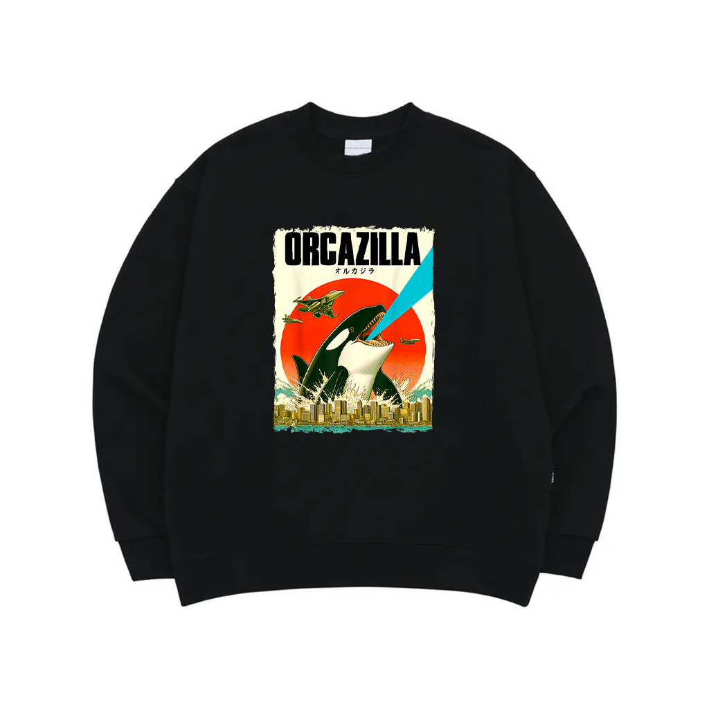 Orcazilla Loves Orca Vintage Funny Orcazilla Monster Lover Sweatshirt