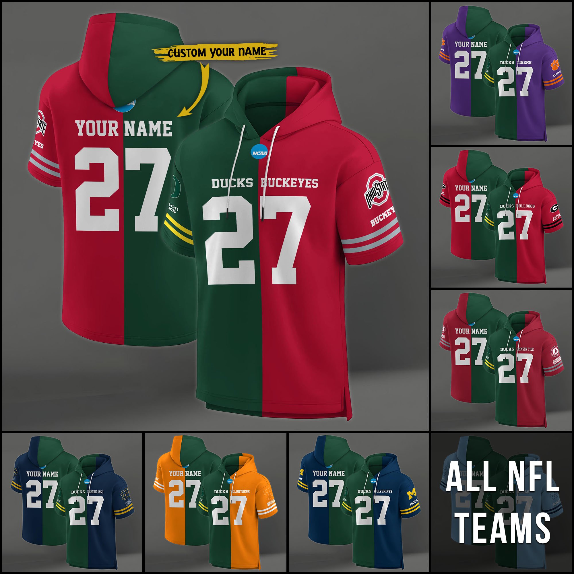 Oregon Ducks House Divided Hoodie Custom Name, Number And Team, Hoodie For Football Fans