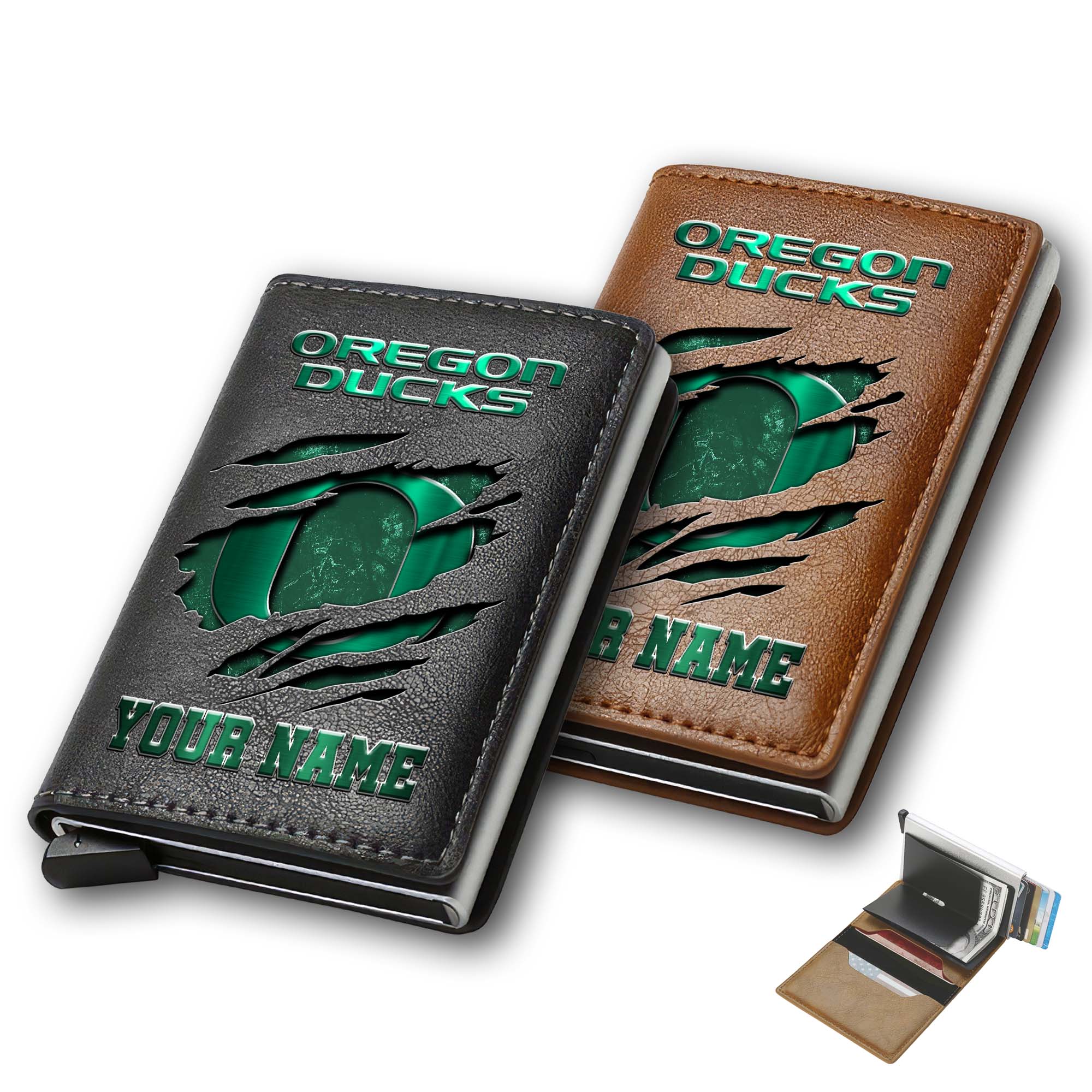 Oregon Ducks Men Wallet Custom Your Name, Football Team Men Wallet For Fans, Gifts For Football Lovers