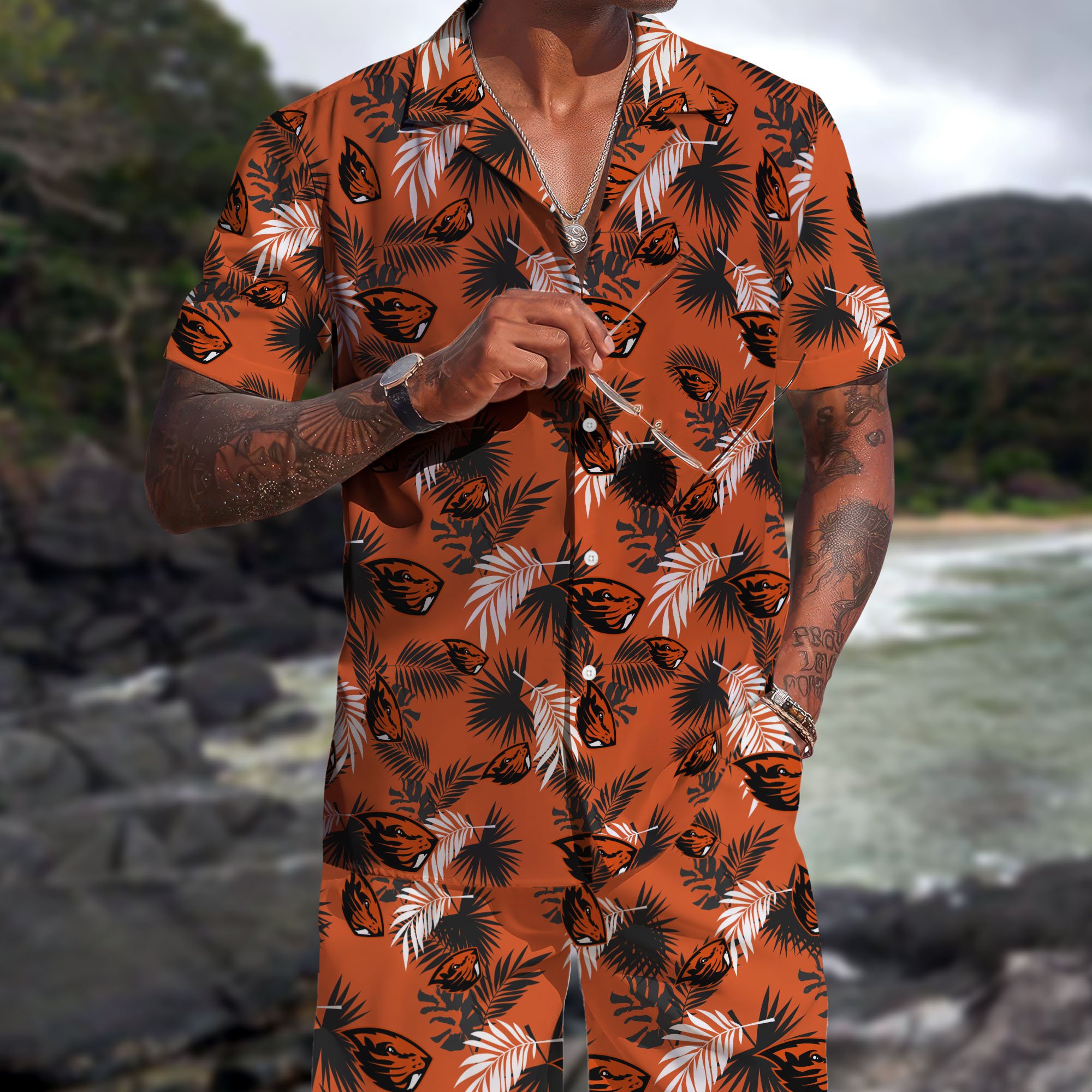 Oregon State Beavers Hawaiian Shorts Set 2025 Version, Hawaiian Shirts, Sports Shorts, Gifts For Fan