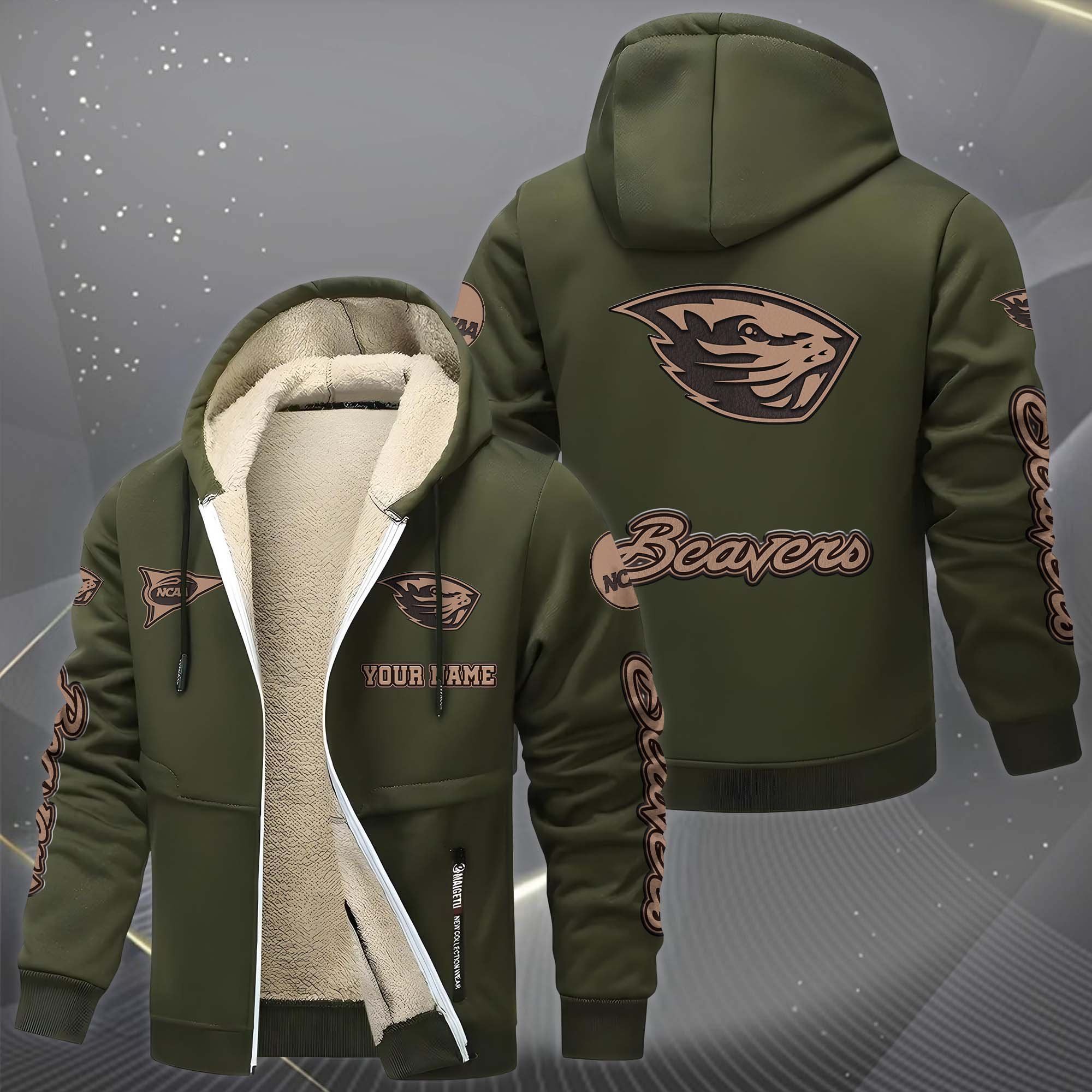Oregon State Beavers Hoodie Zip Velvet Coat Custom Your Name, Sport Jacket, Gifts For Fan