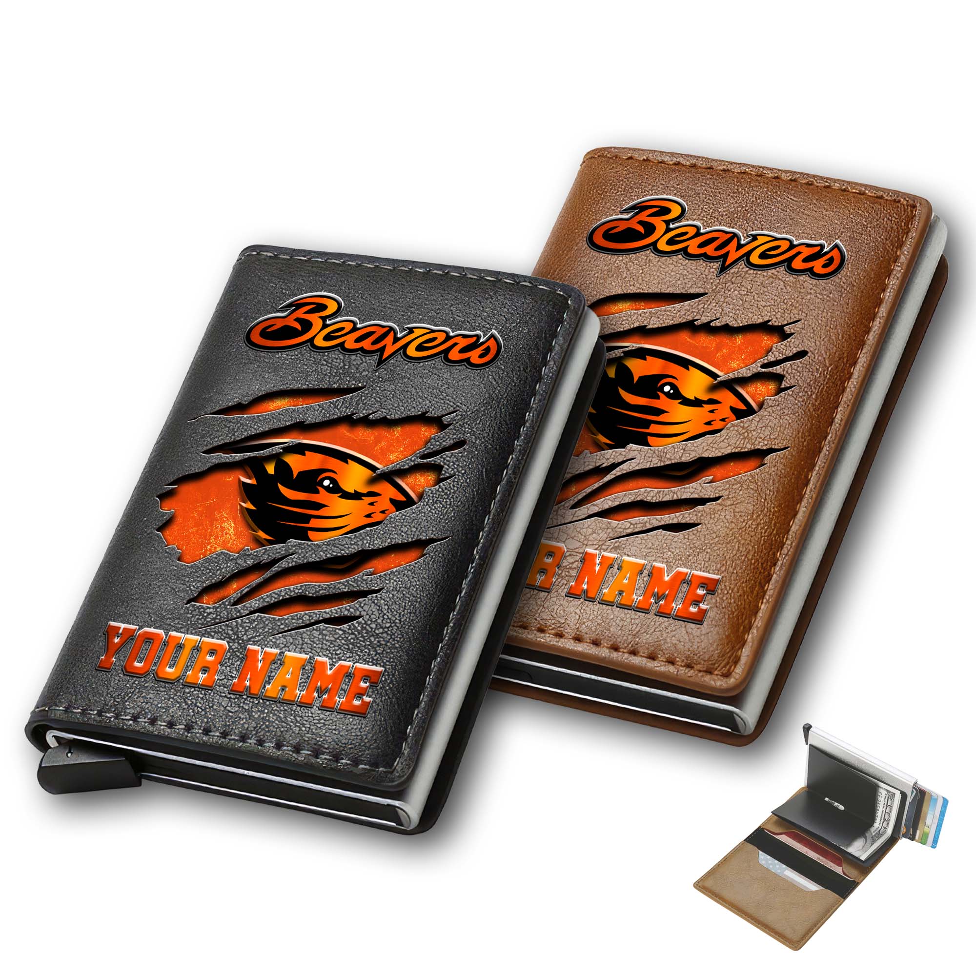 Oregon State Beavers Men Wallet Custom Your Name, Football Team Men Wallet For Fans, Gifts For Football Lovers
