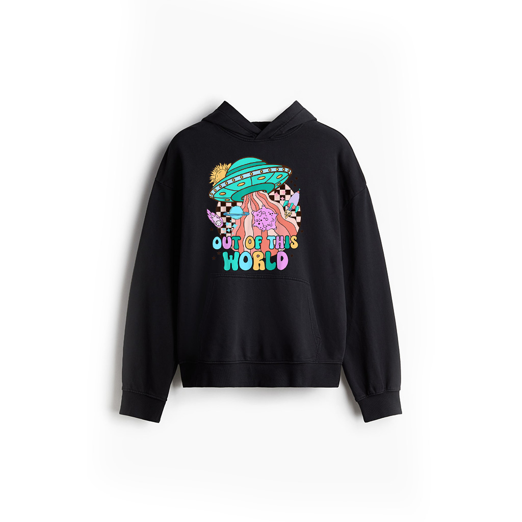 Out Of This World Outer Space Rocket Retro Planet Galaxy Hoodie