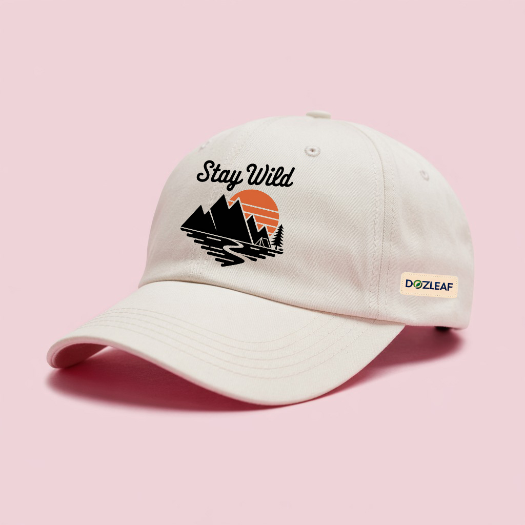 Outdoor Adventure Stay Wild Baseball Cap   Retro Mountain Sunset Graphic Hat